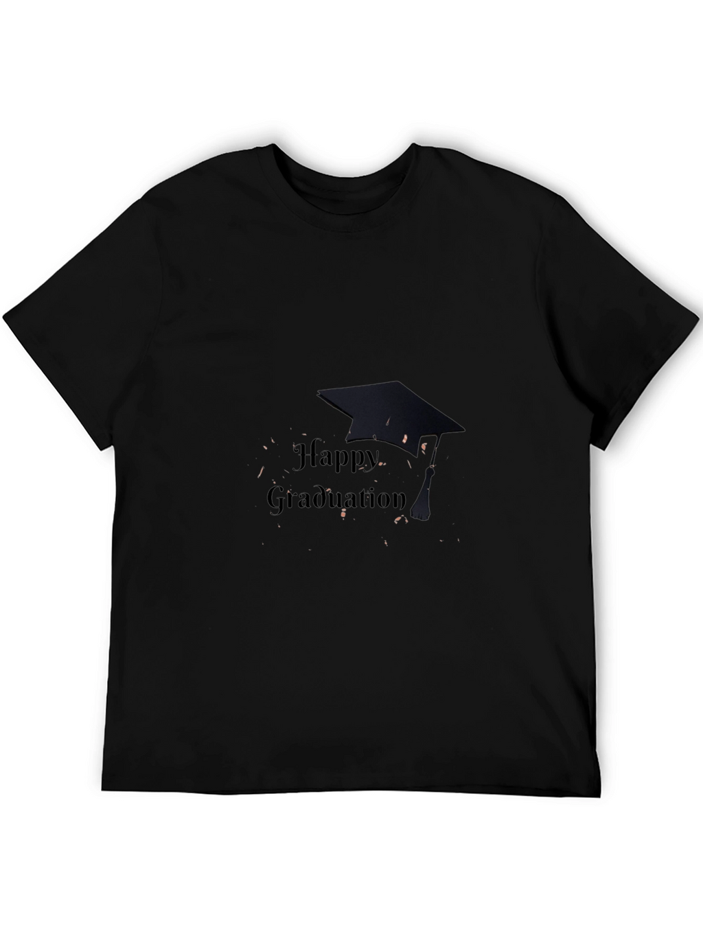 Happy Graduation T-Shirt Black Cotton Mens Crew Neck