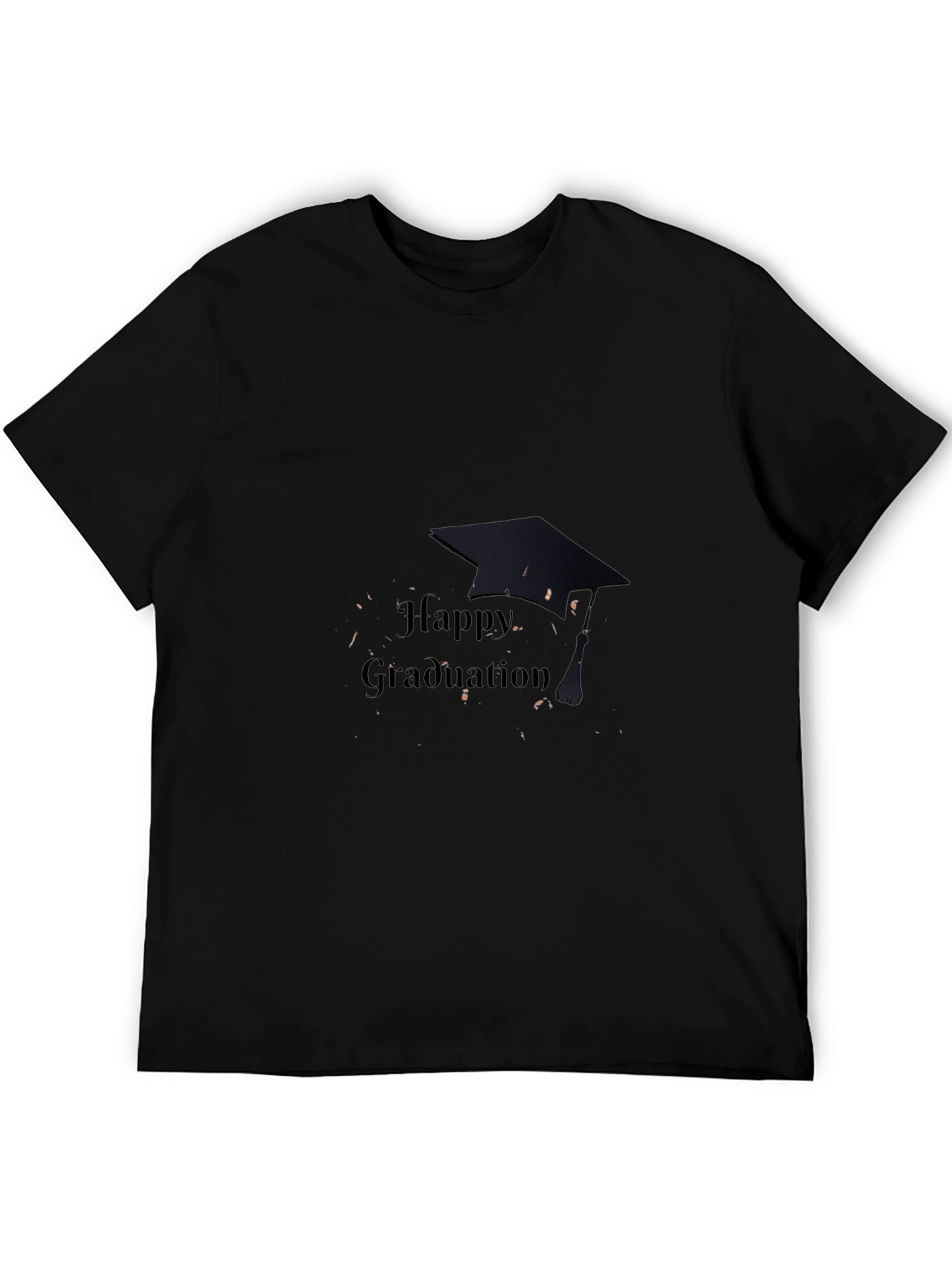 Happy Graduation T-Shirt Black Cotton Mens Crew Neck