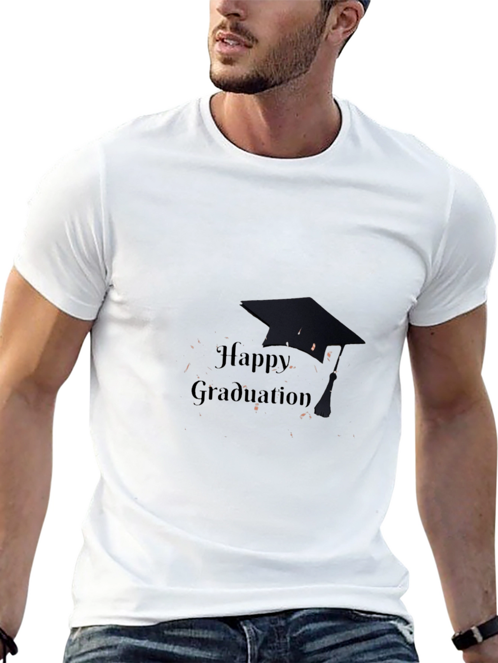 Happy Graduation T-Shirt Black Cotton Mens Crew Neck