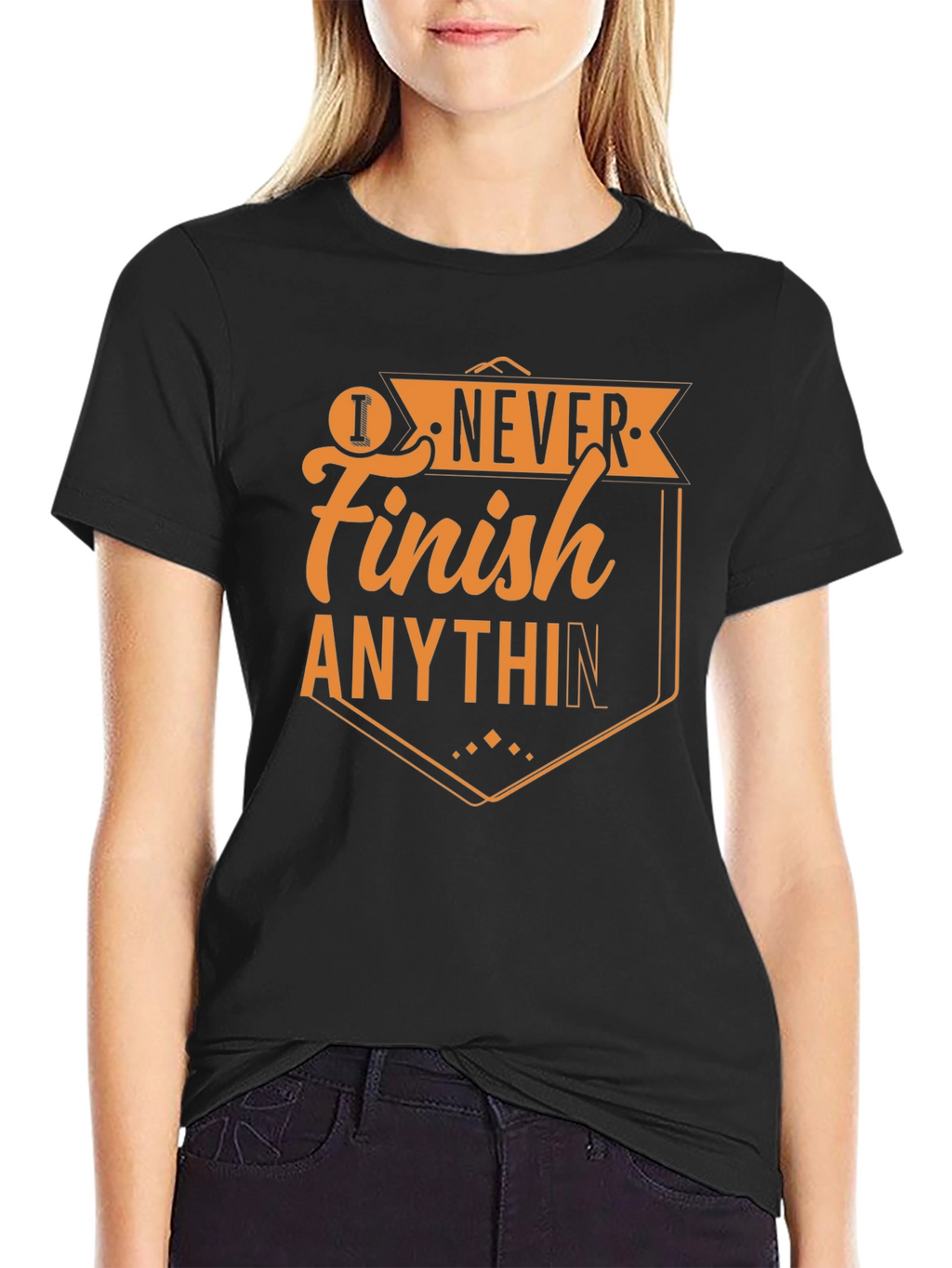 I Never Finish Anything T-Shirt - Mens Black Tee