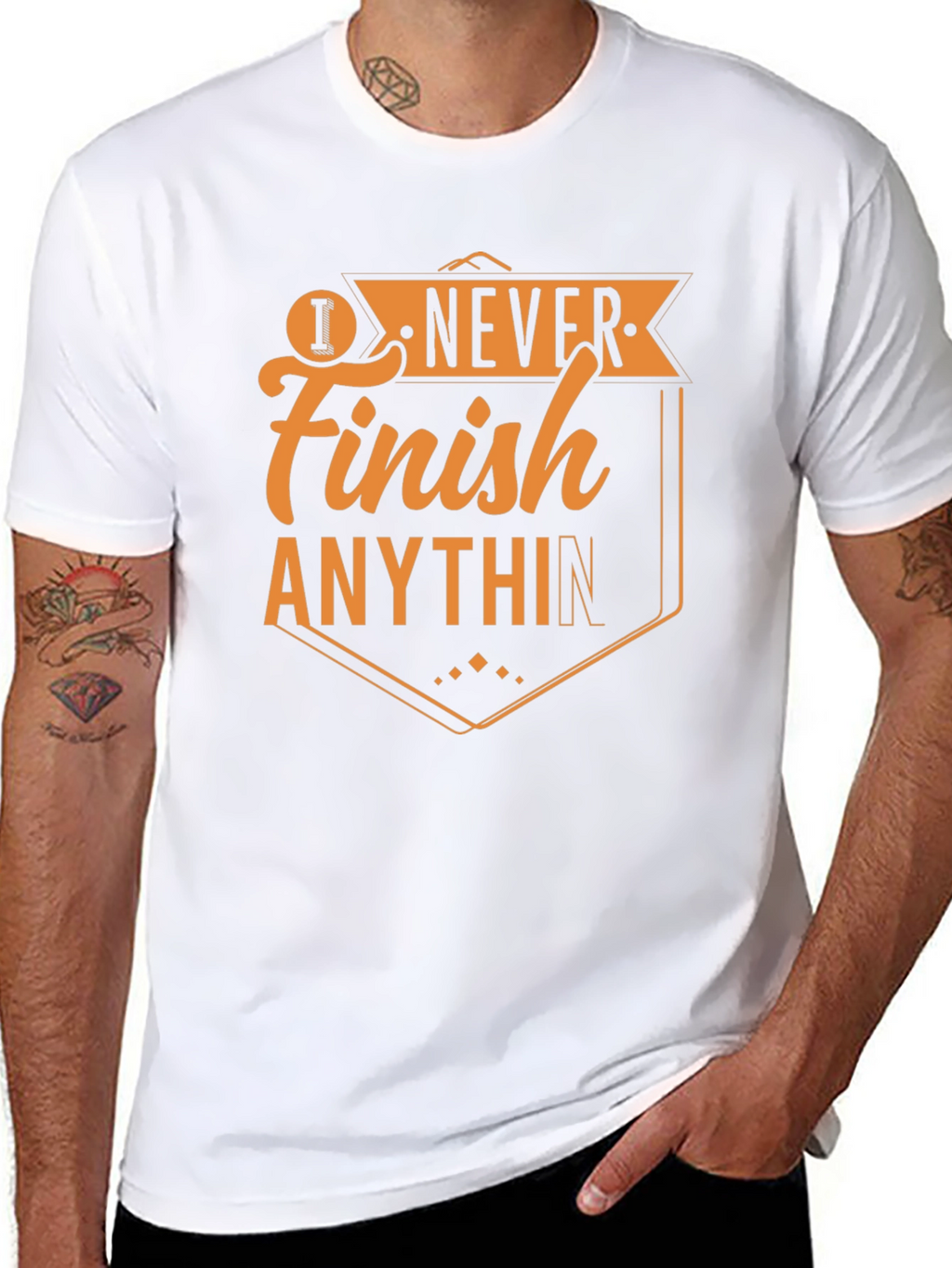 I Never Finish Anything T-Shirt - Mens Black Tee