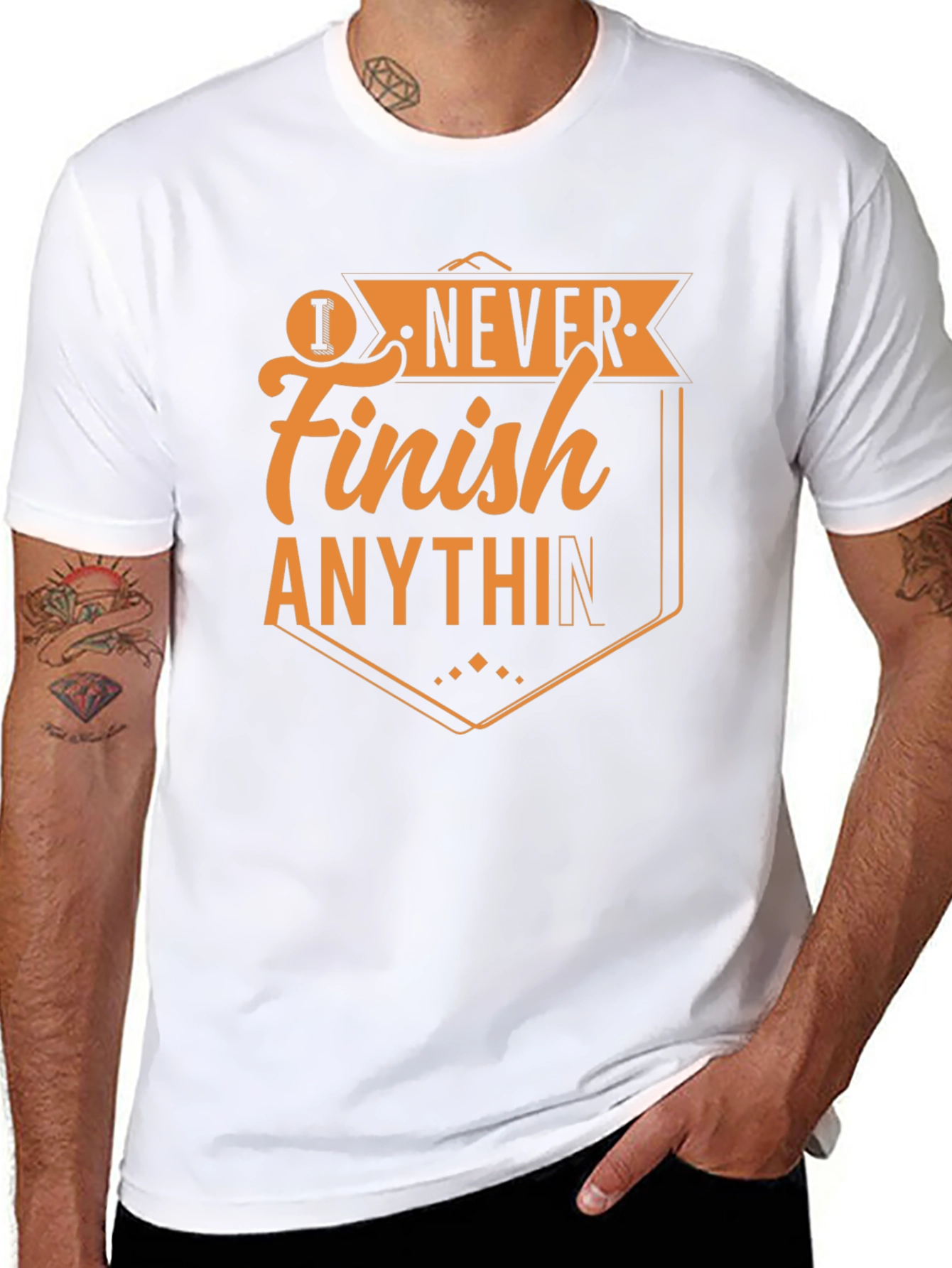 I Never Finish Anything T-Shirt - Mens Black Tee