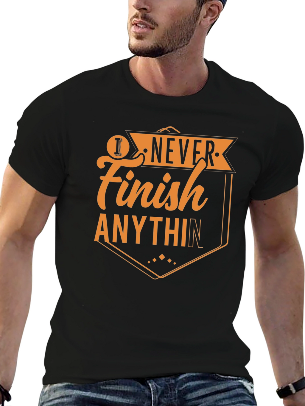 I Never Finish Anything T-Shirt - Mens Black Tee
