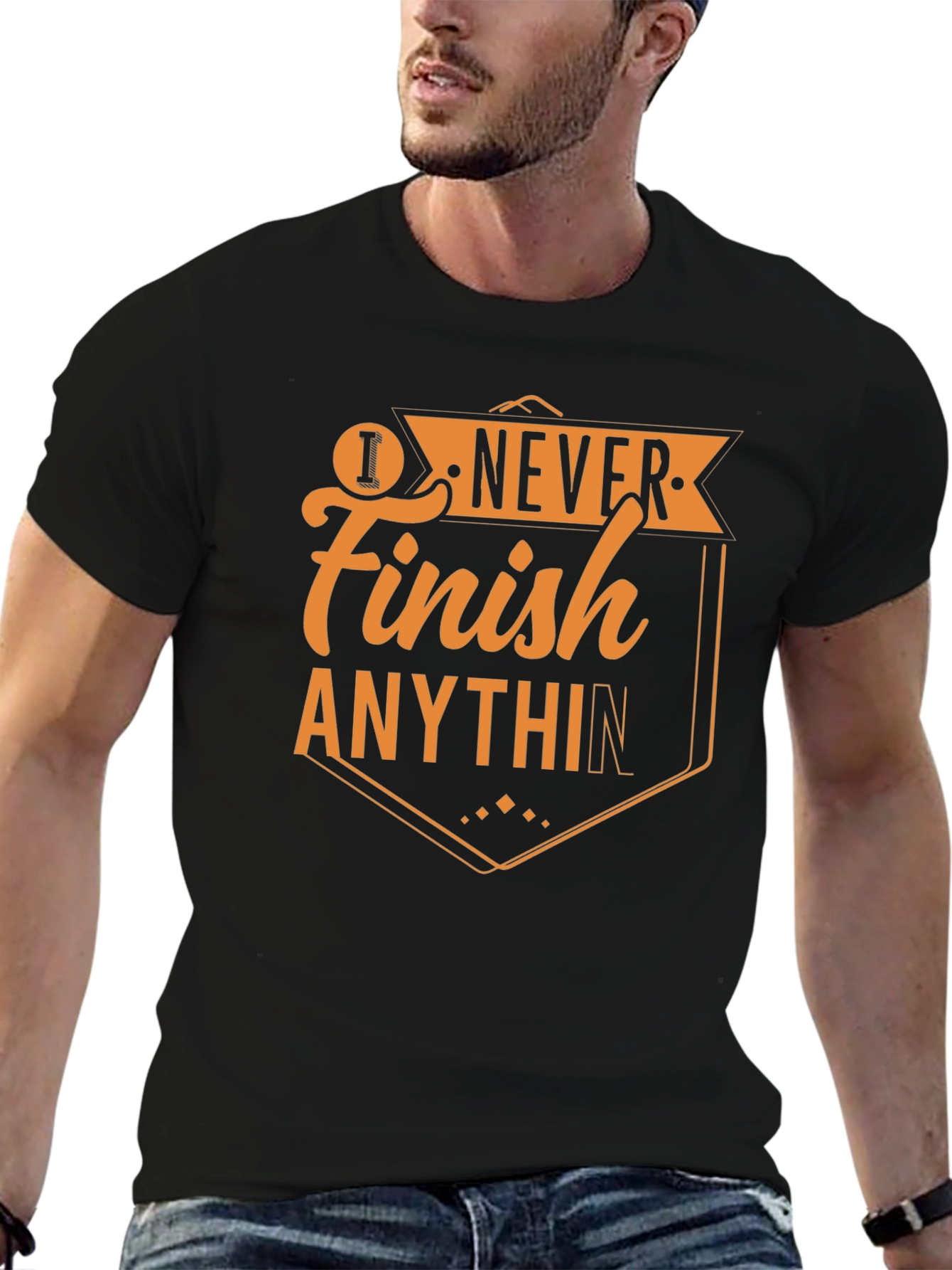I Never Finish Anything T-Shirt - Mens Black Tee