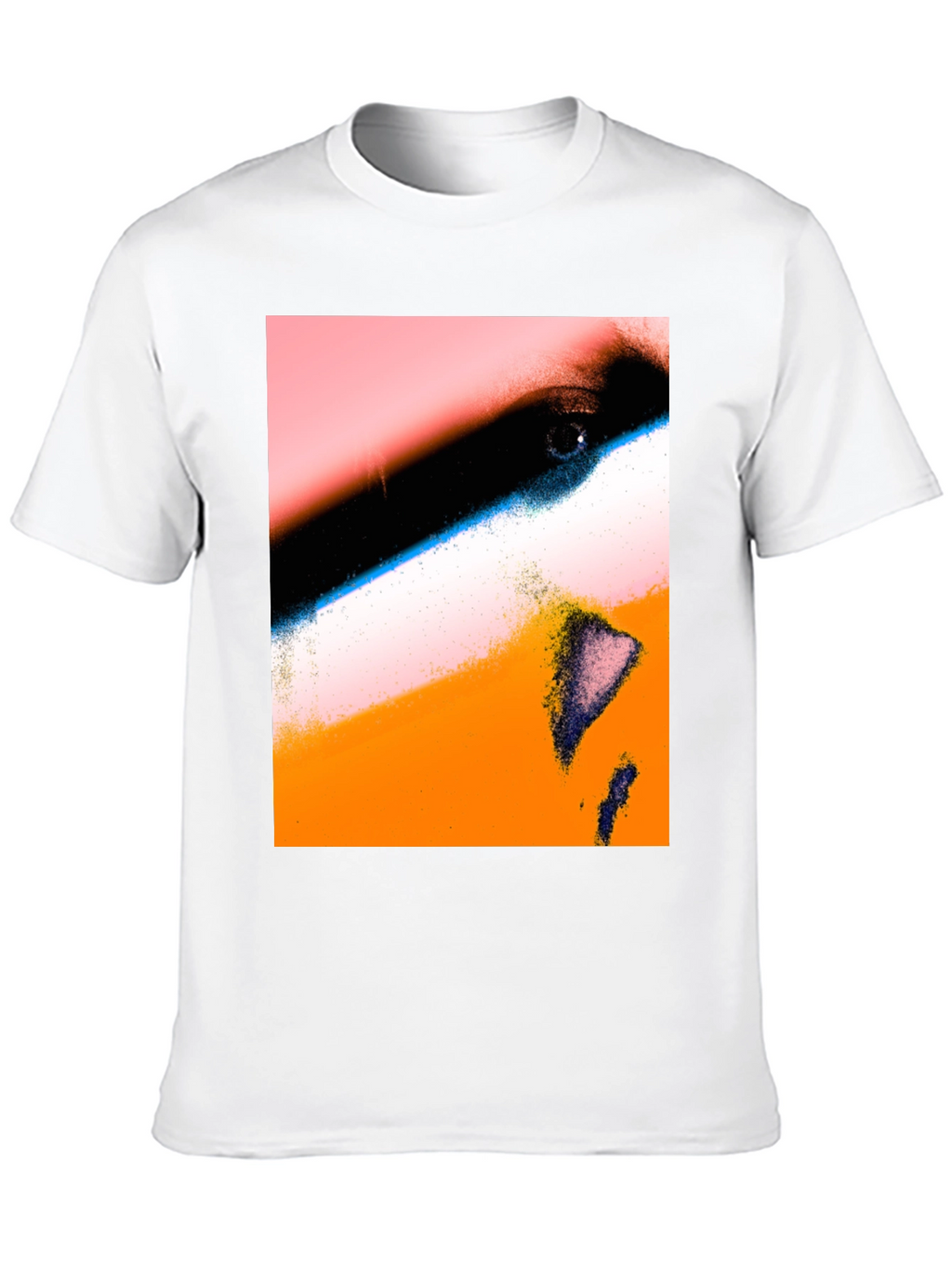 Abstract Face Print Black T-Shirt