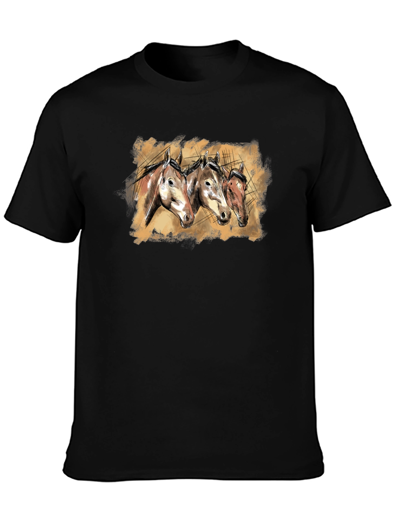 Horse Trio Graphic Tee - Black Unisex T-Shirt