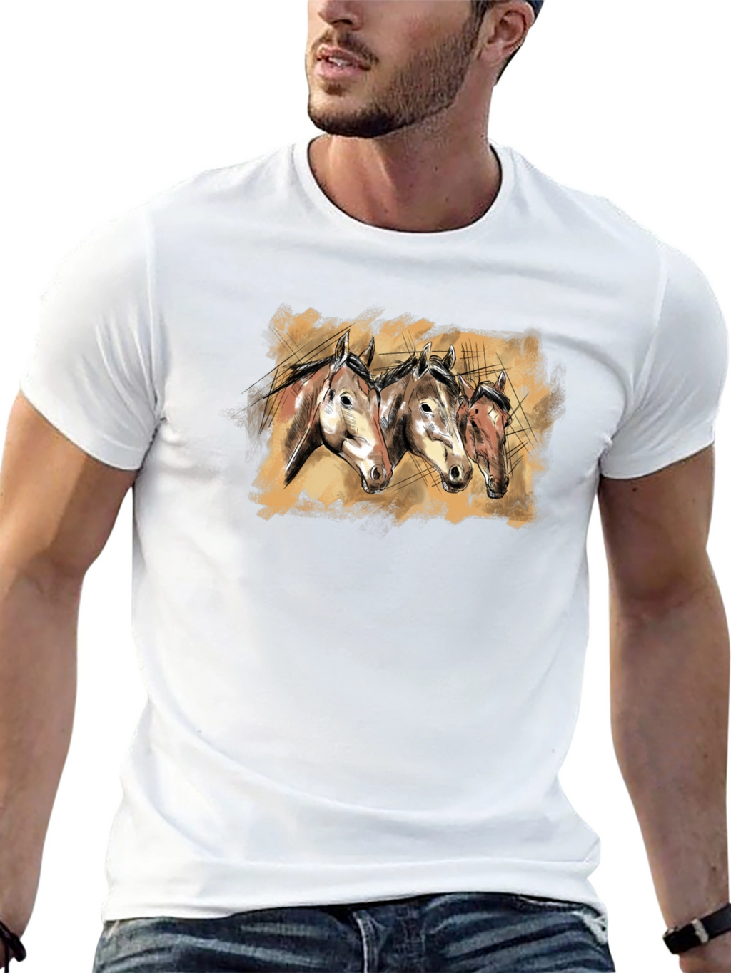 Horse Trio Graphic Tee - Black Unisex T-Shirt