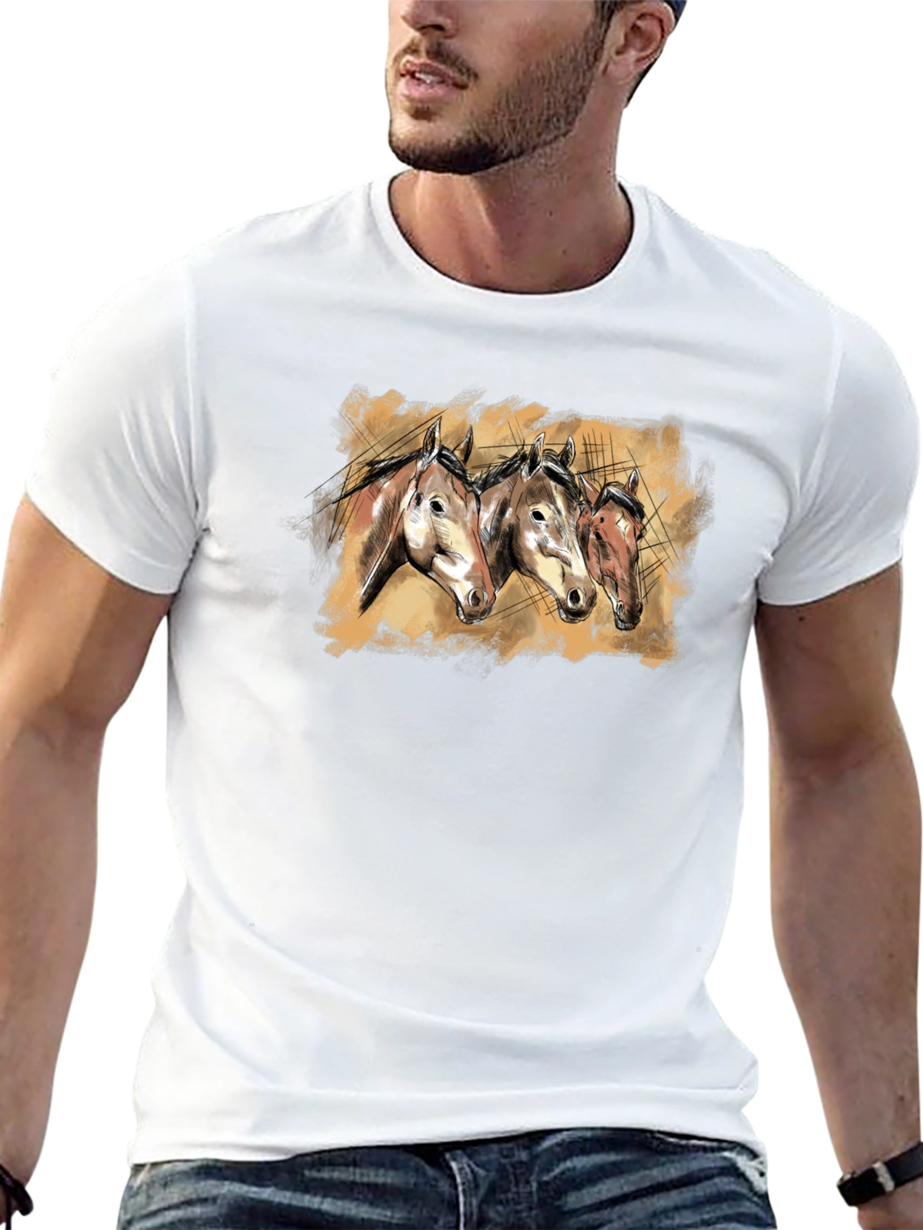 Horse Trio Graphic Tee - Black Unisex T-Shirt