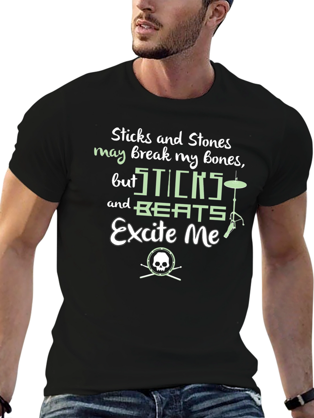Sticks and Beats Drummer T-Shirt - Music Lover Tee
