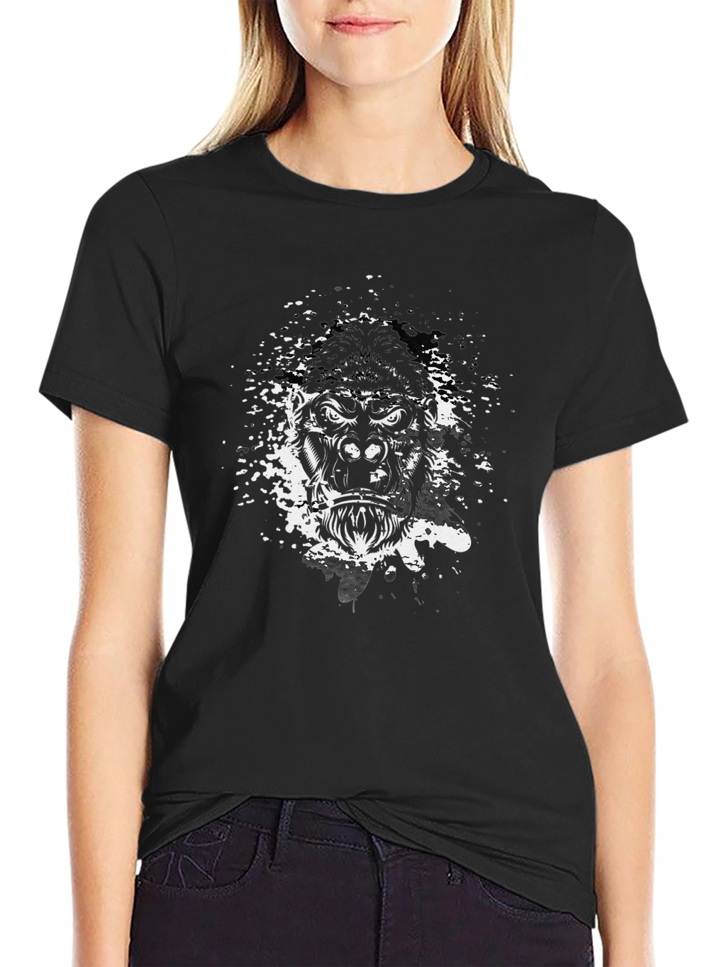 Mens Black Gorilla Graphic Tee