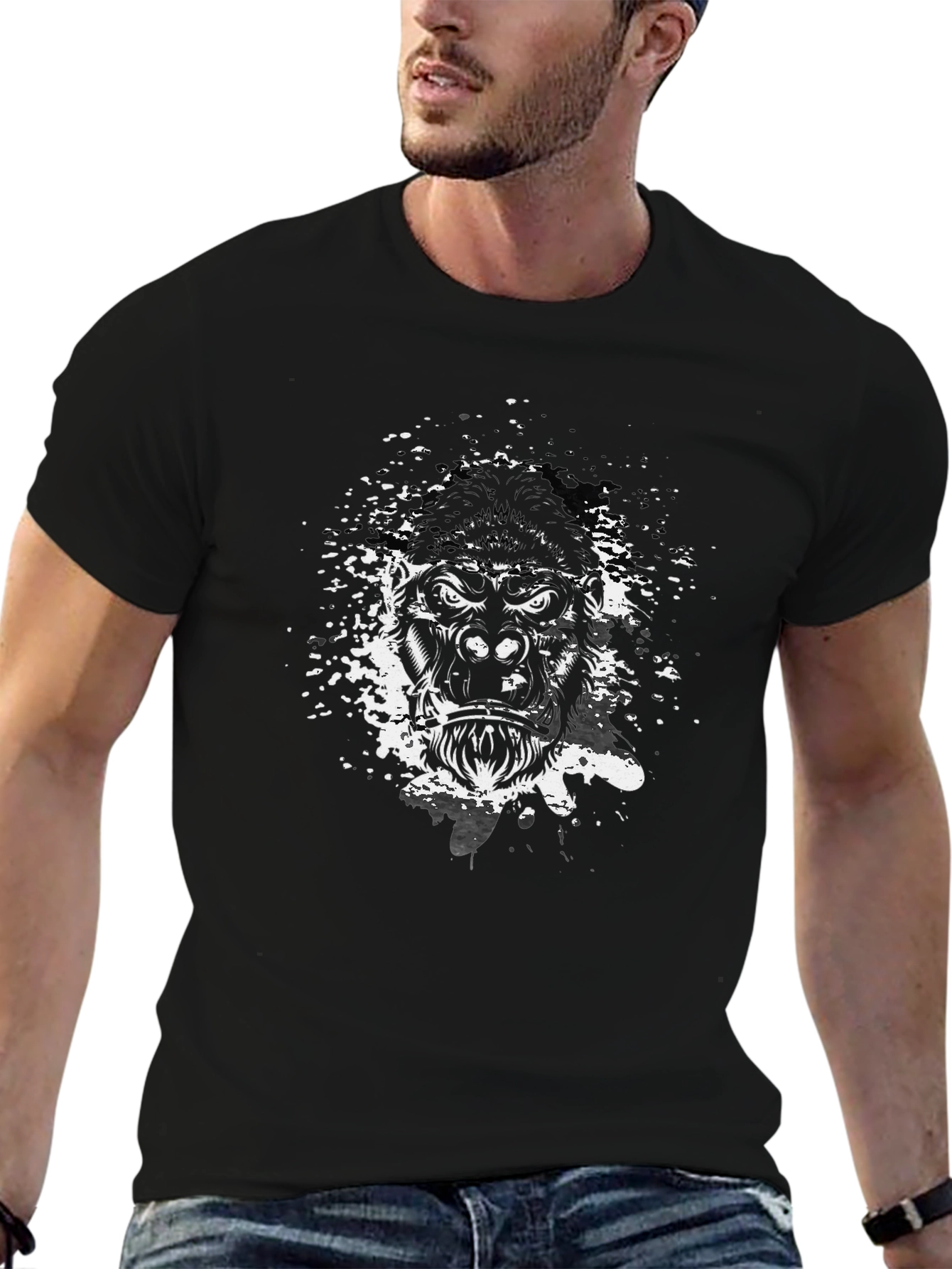 Mens Black Gorilla Graphic Tee