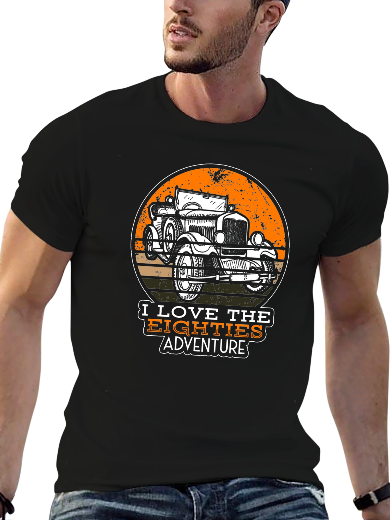 Retro Eighties Adventure Car Graphic T-Shirt