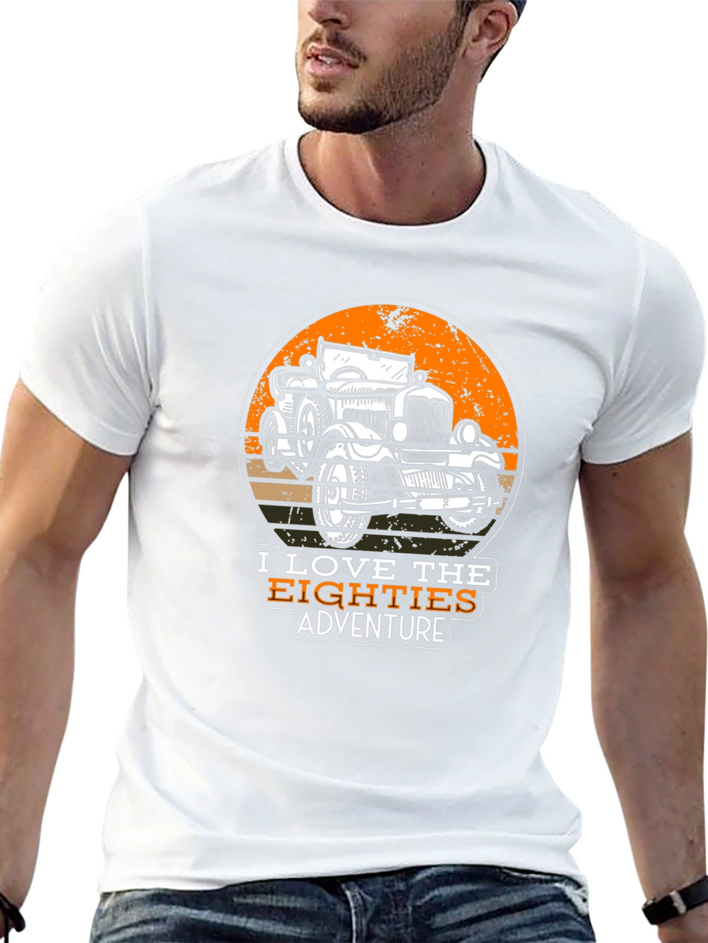 Retro Eighties Adventure Car Graphic T-Shirt