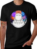 Astronaut & Planets Graphic Black T-Shirt