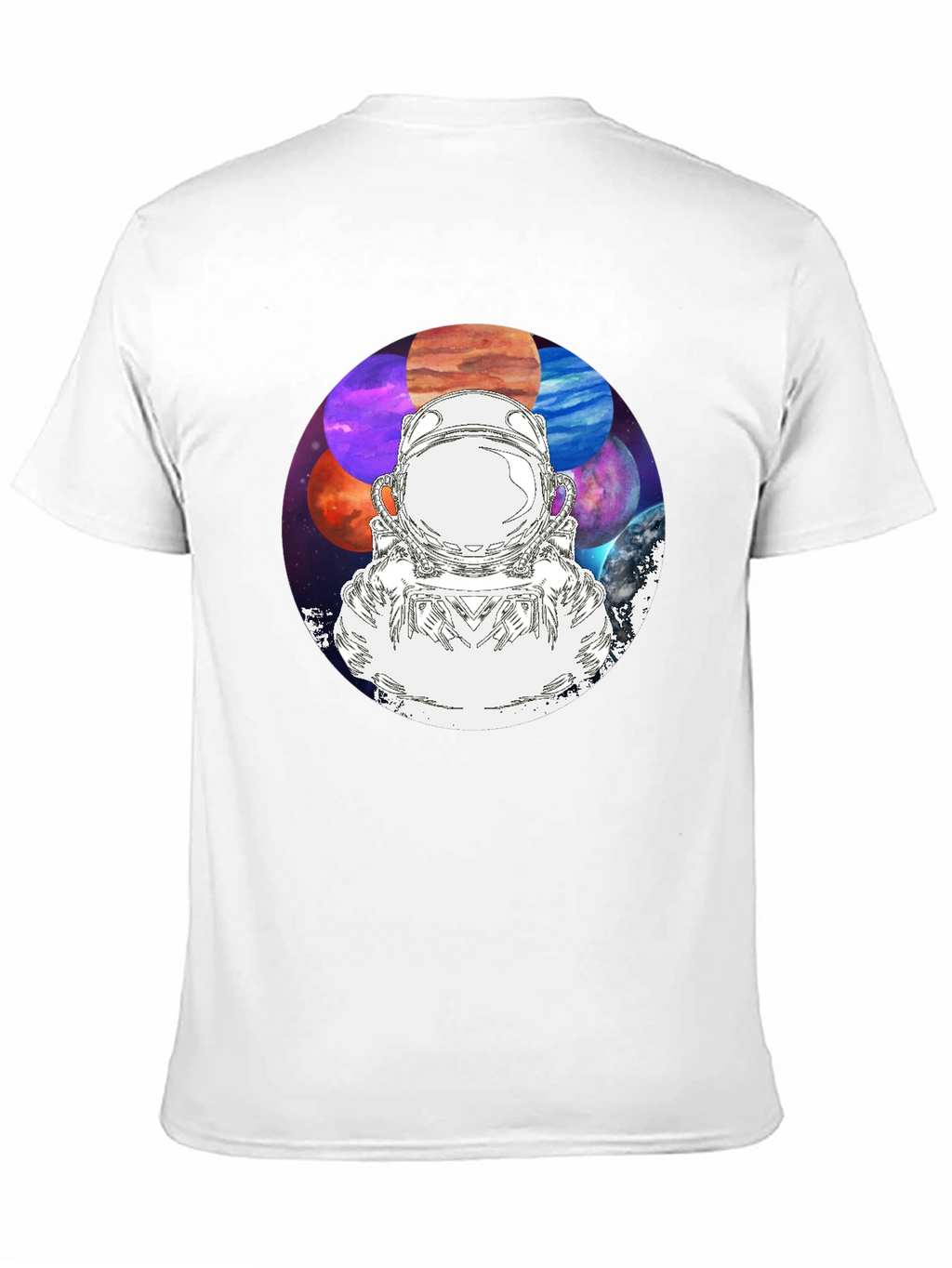 Astronaut & Planets Graphic Black T-Shirt