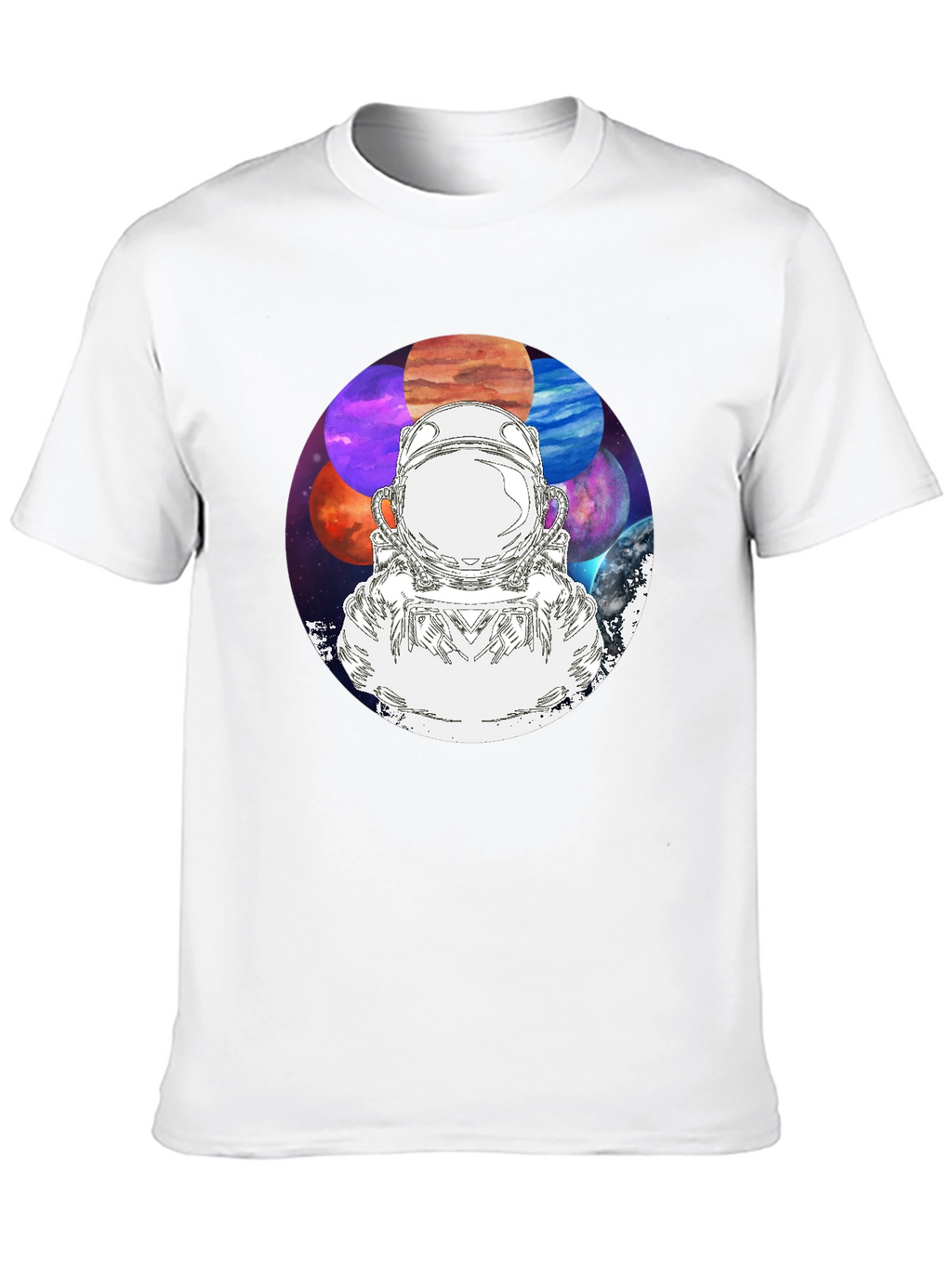 Astronaut & Planets Graphic Black T-Shirt