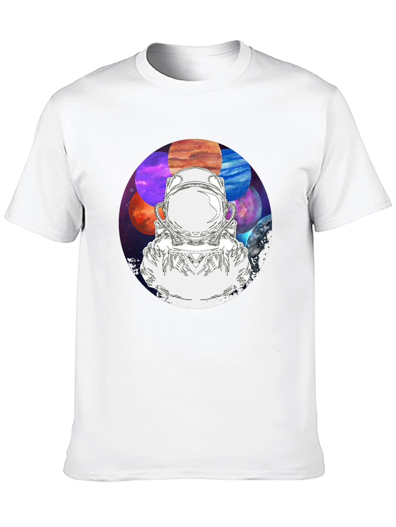 Astronaut & Planets Graphic Black T-Shirt