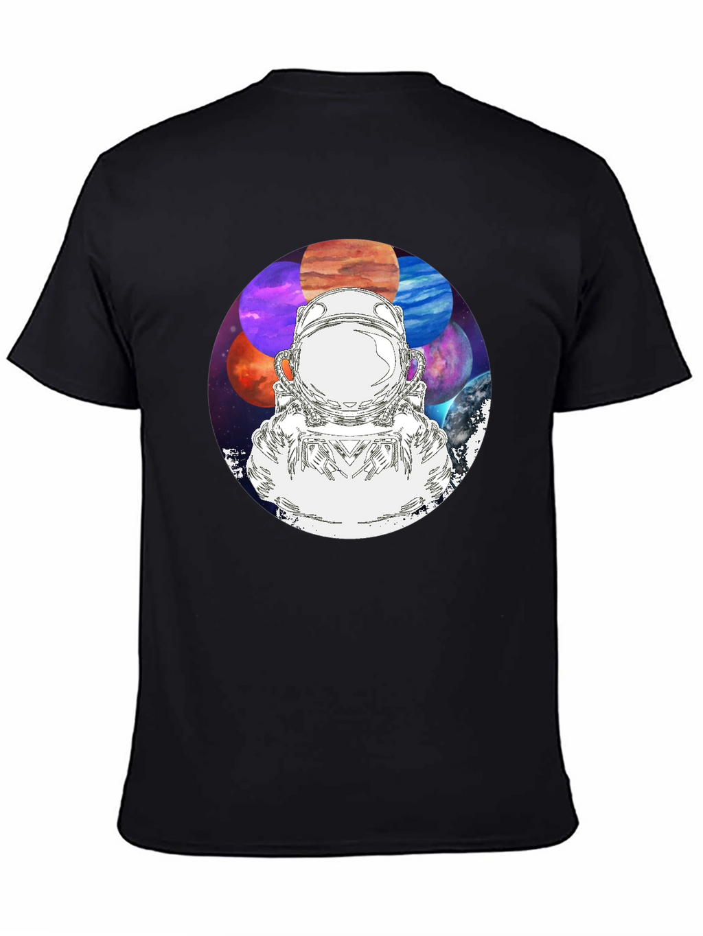 Astronaut & Planets Graphic Black T-Shirt