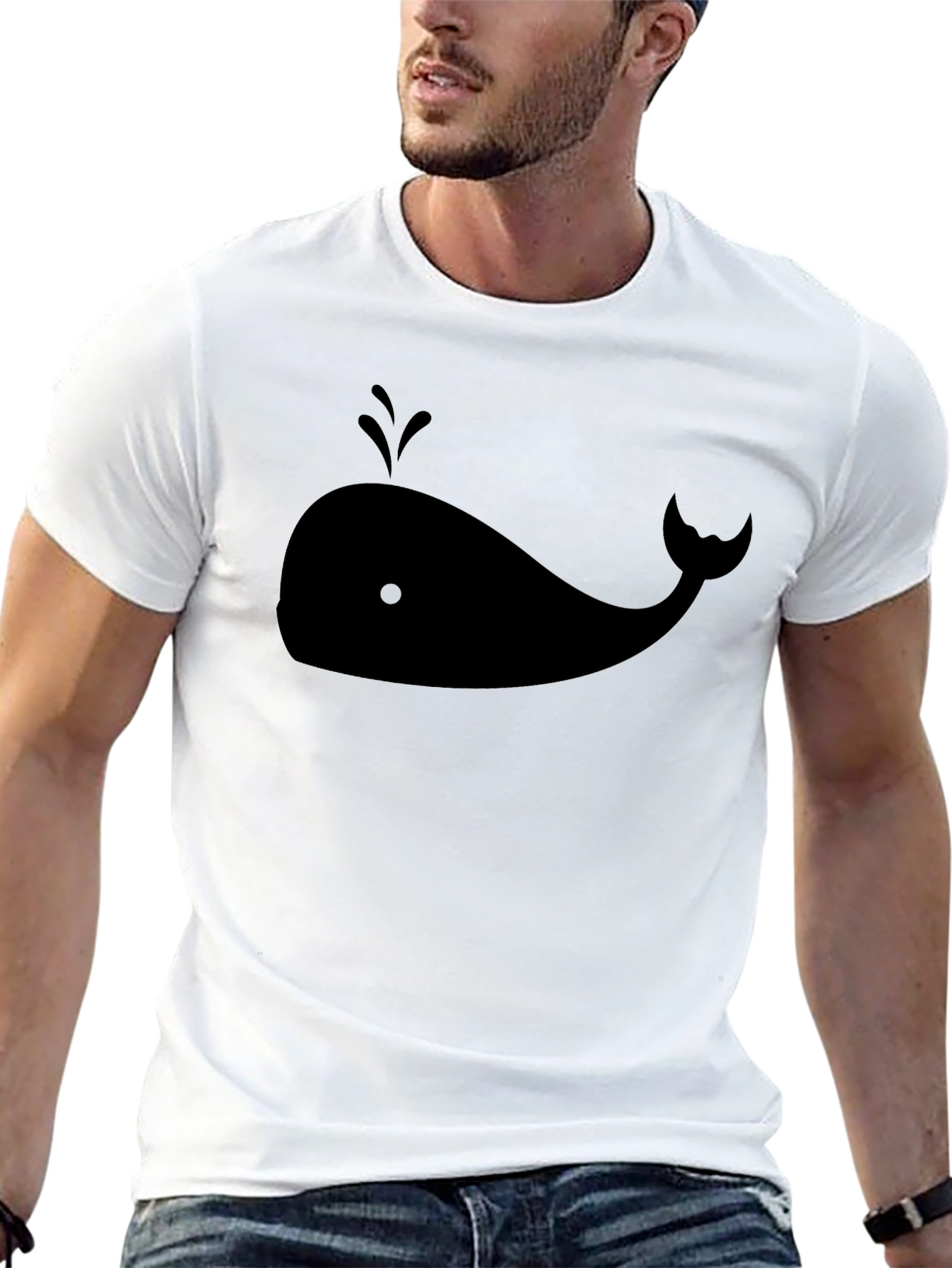 Whale Graphic Tee - Stylish Black Cotton T-Shirt