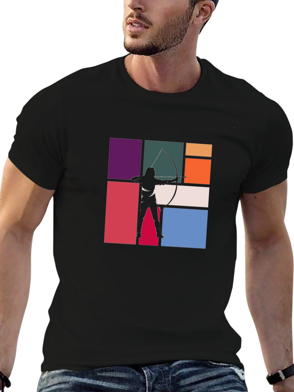 Archery Silhouette Graphic Tee - Black