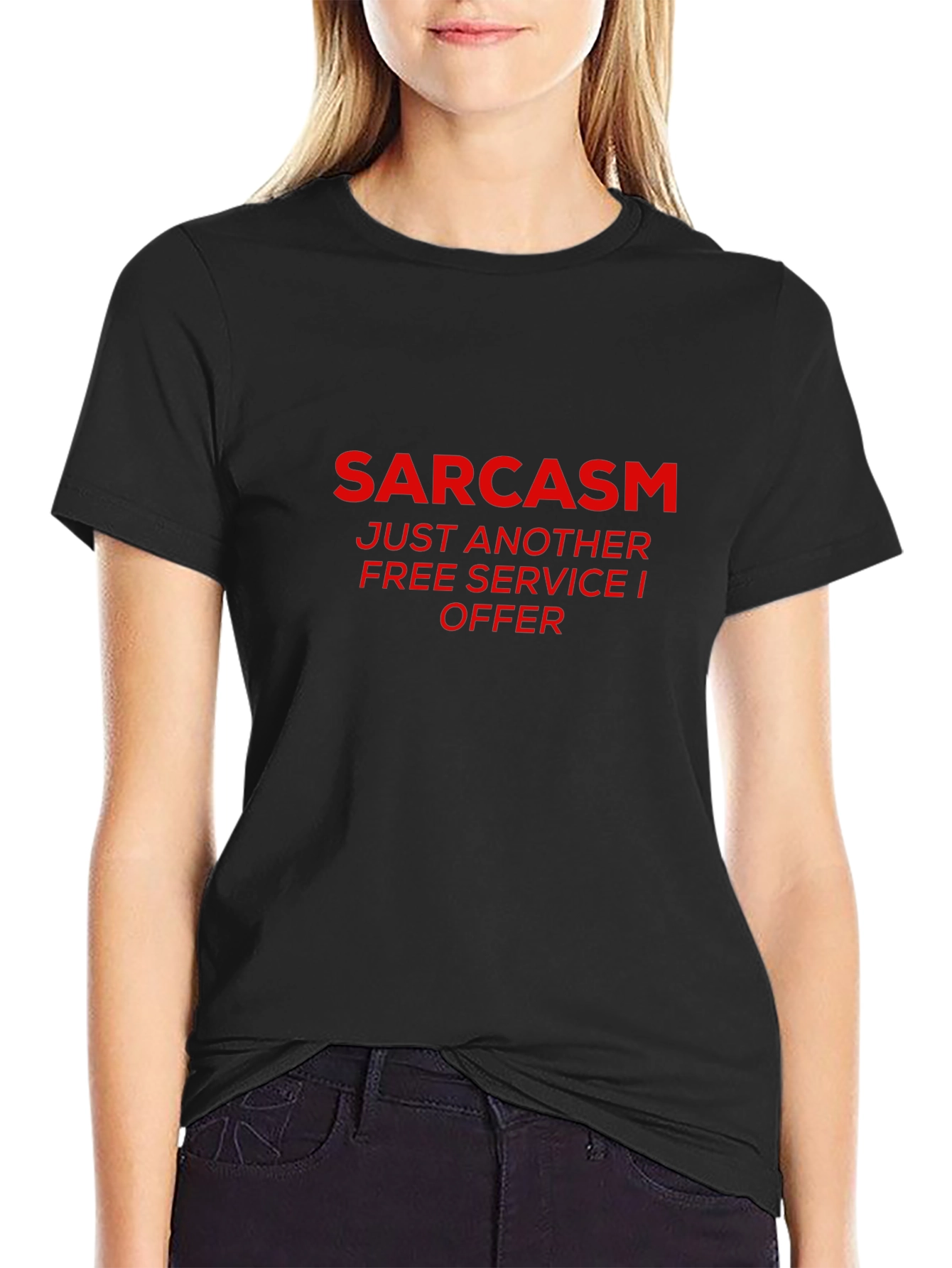 Sarcasm Free Service Black Graphic T-Shirt