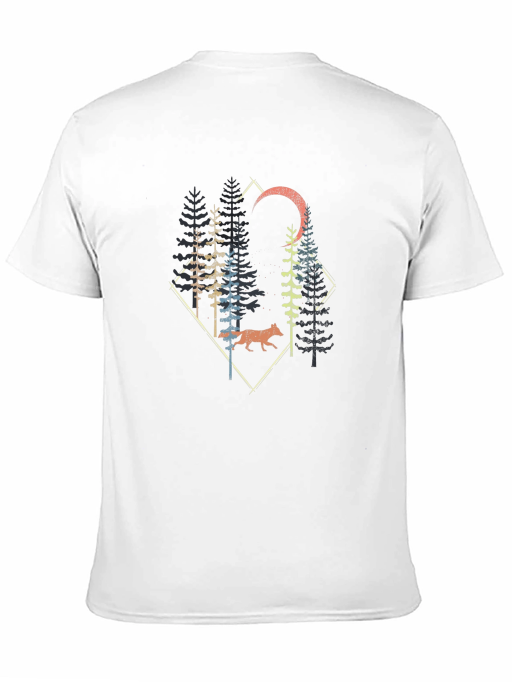 Nature Wolf Forest Graphic Print Black T-Shirt