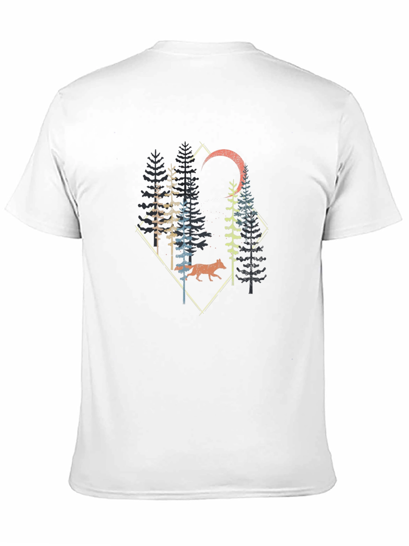 Nature Wolf Forest Graphic Print Black T-Shirt