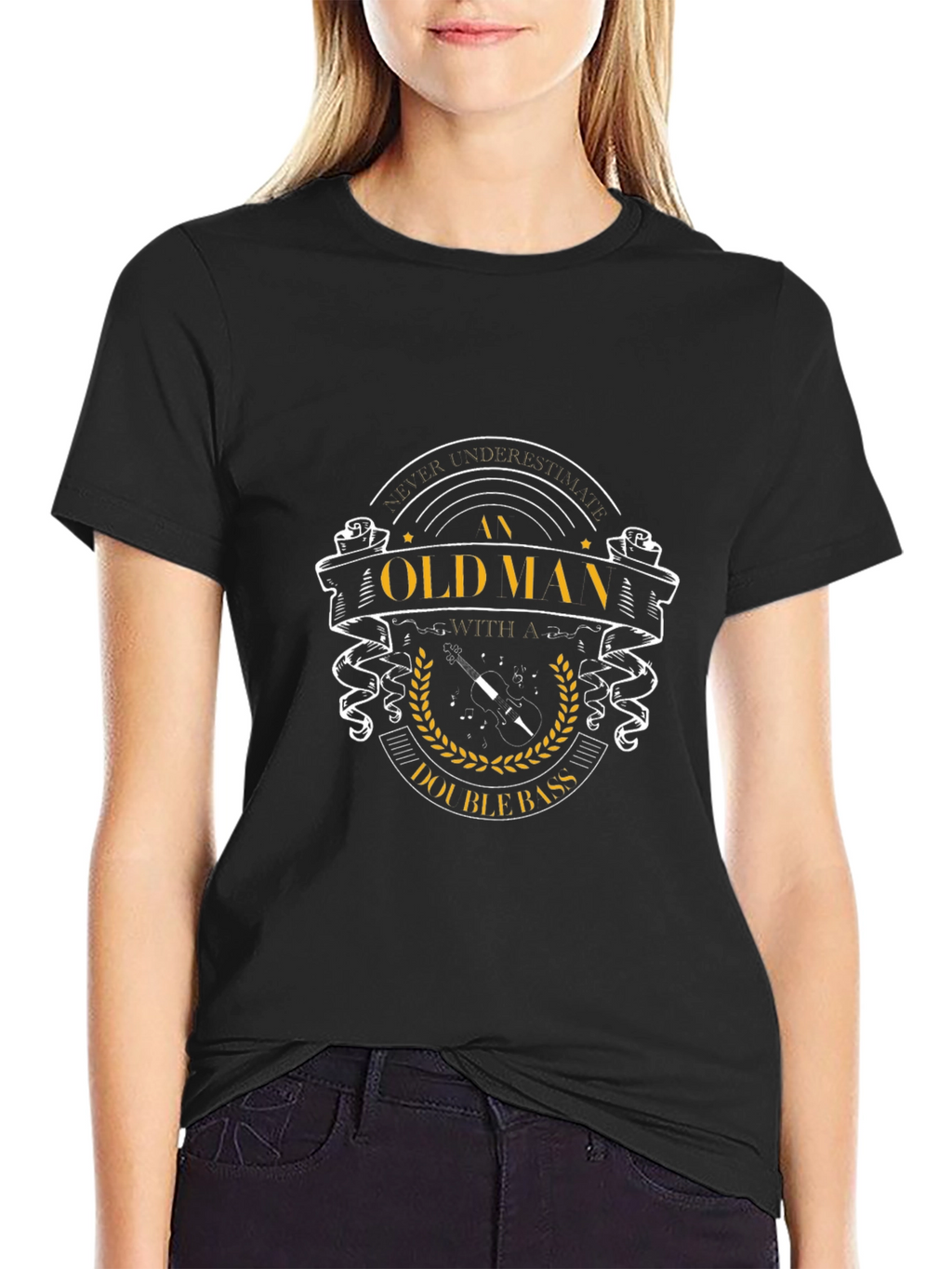 Old Man Double Bass T-Shirt - Music Lover Tee