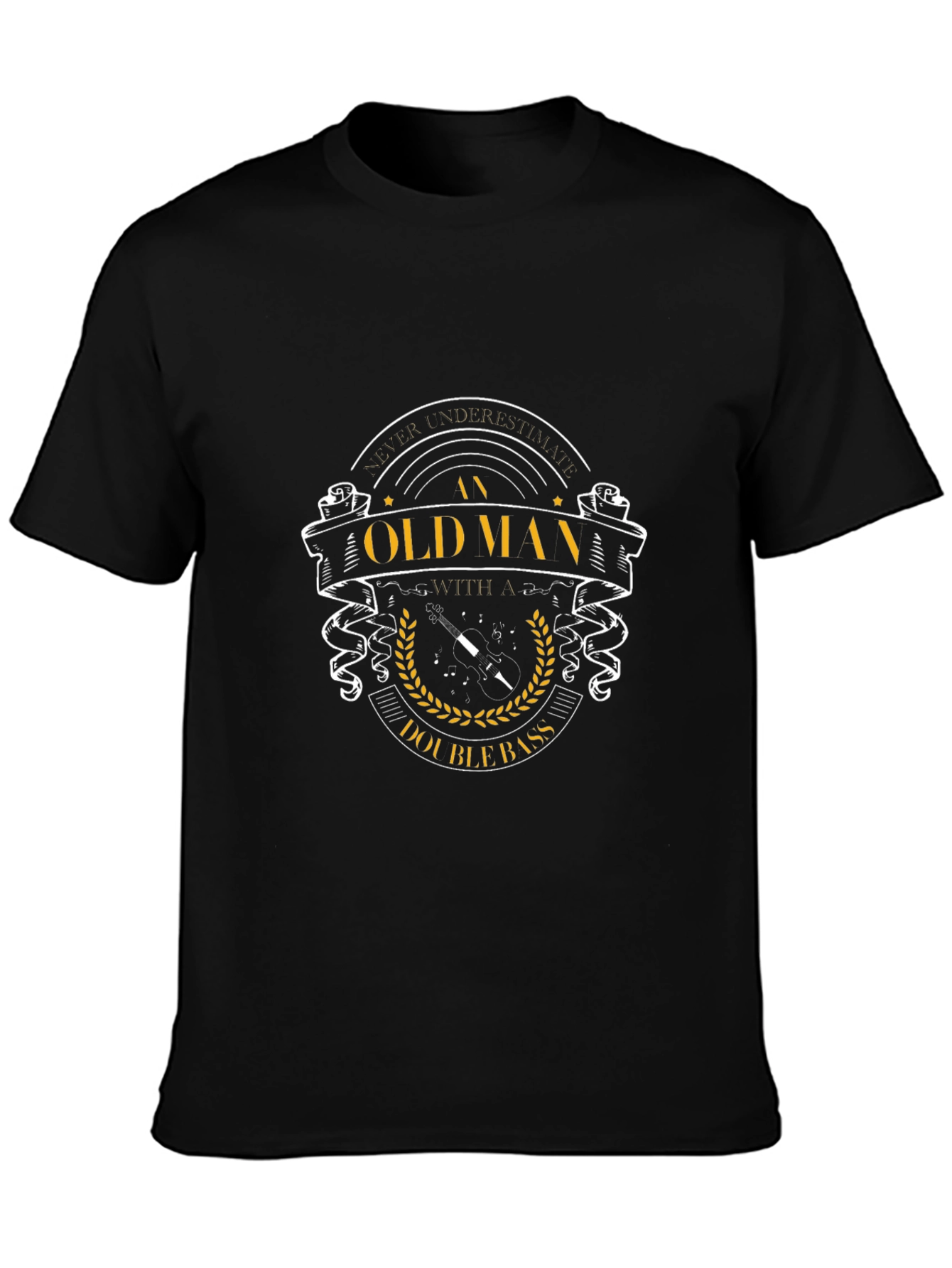 Old Man Double Bass T-Shirt - Music Lover Tee
