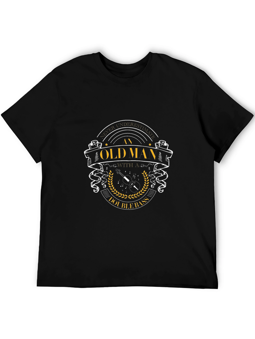 Old Man Double Bass T-Shirt - Music Lover Tee