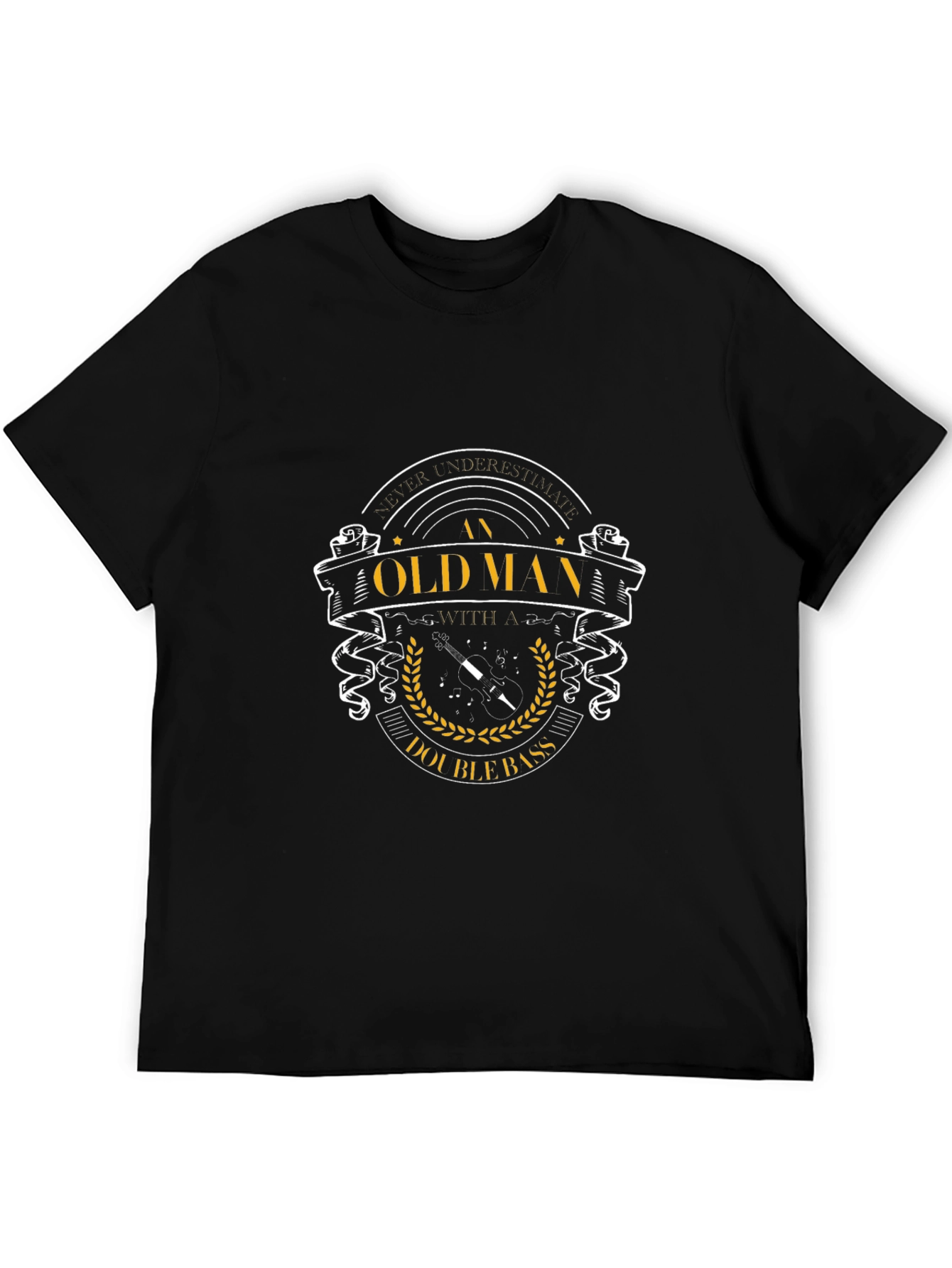 Old Man Double Bass T-Shirt - Music Lover Tee