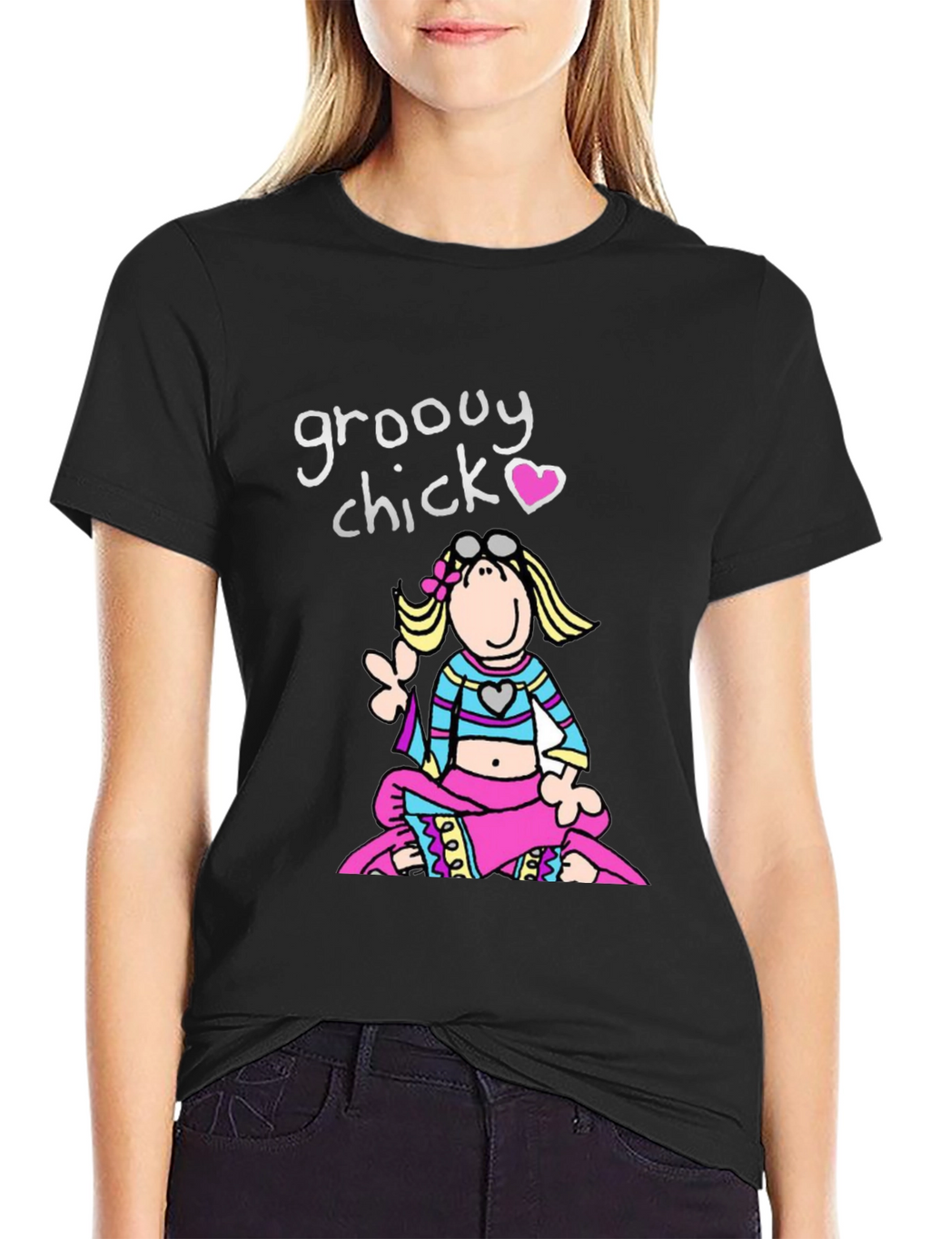 Groovy Chick T-Shirt - Retro Cartoon Peace