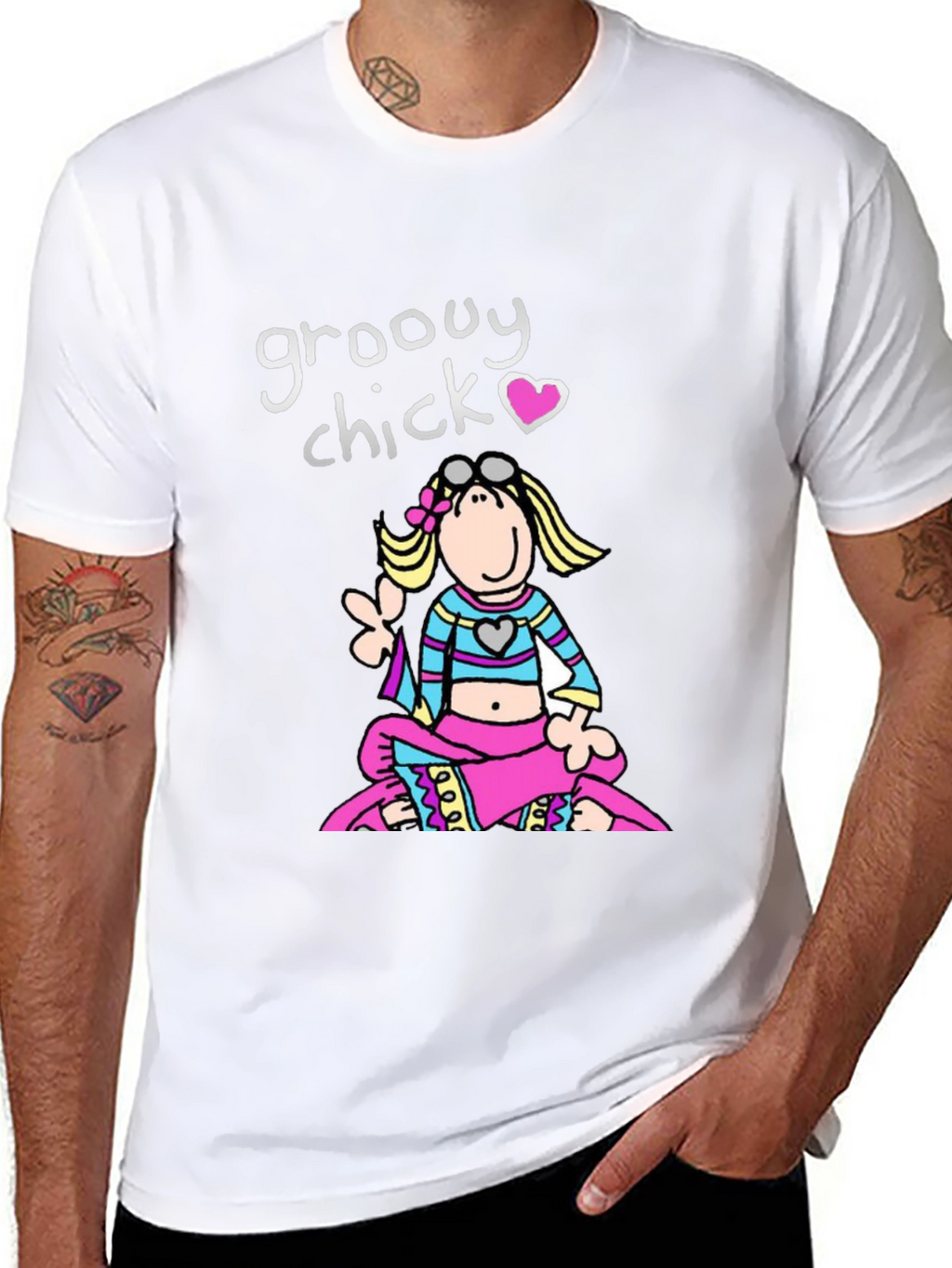 Groovy Chick T-Shirt - Retro Cartoon Peace