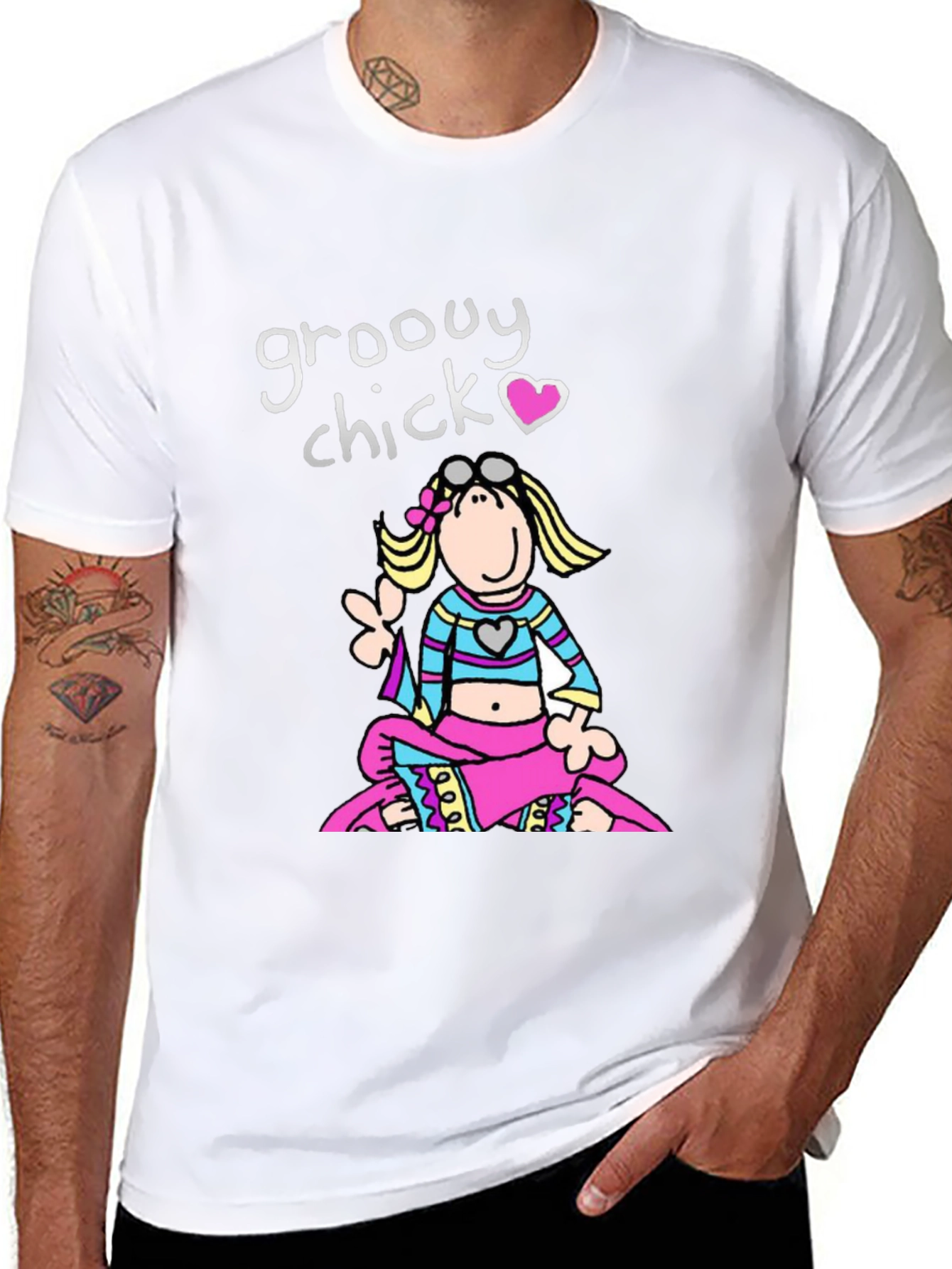 Groovy Chick T-Shirt - Retro Cartoon Peace