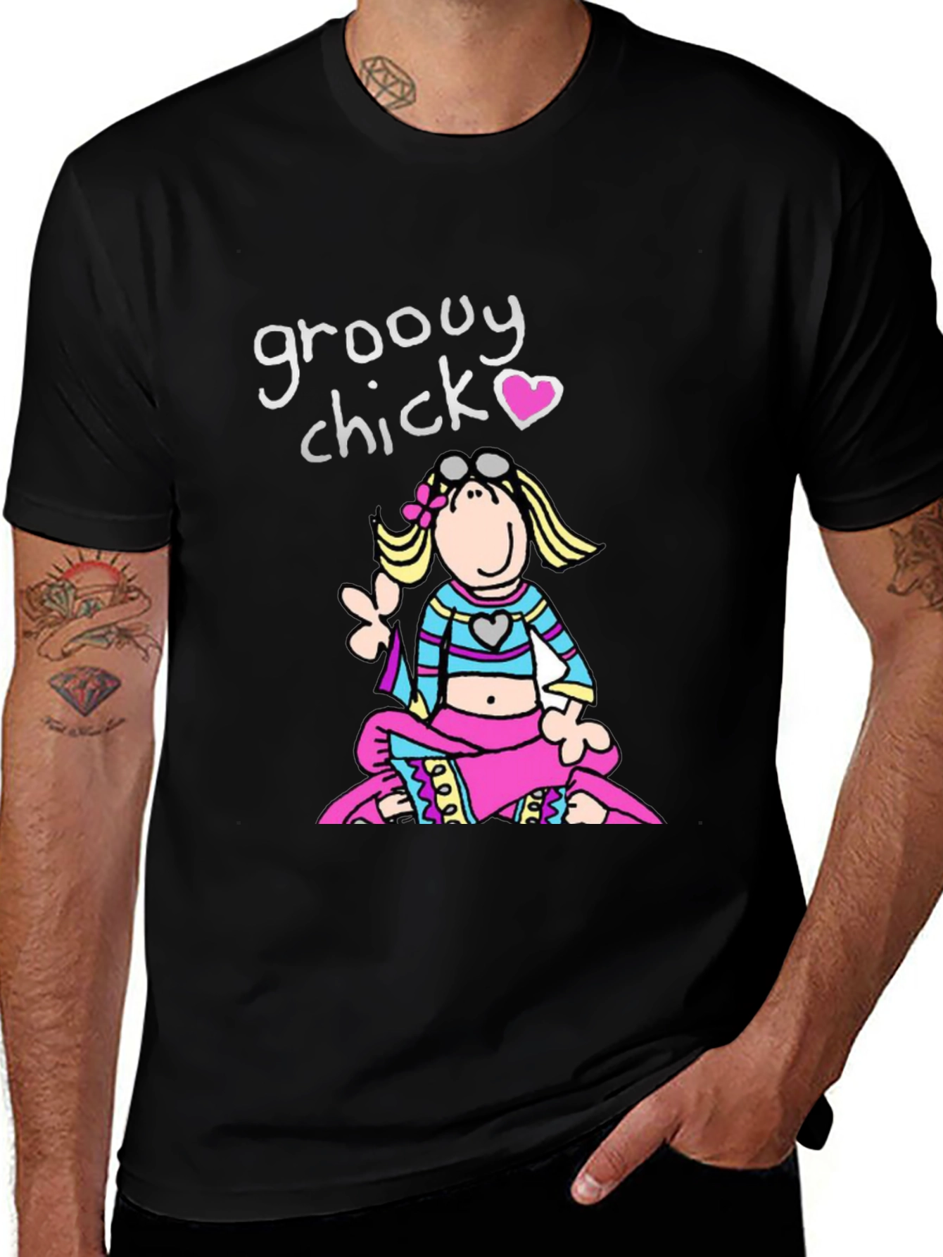 Groovy Chick T-Shirt - Retro Cartoon Peace
