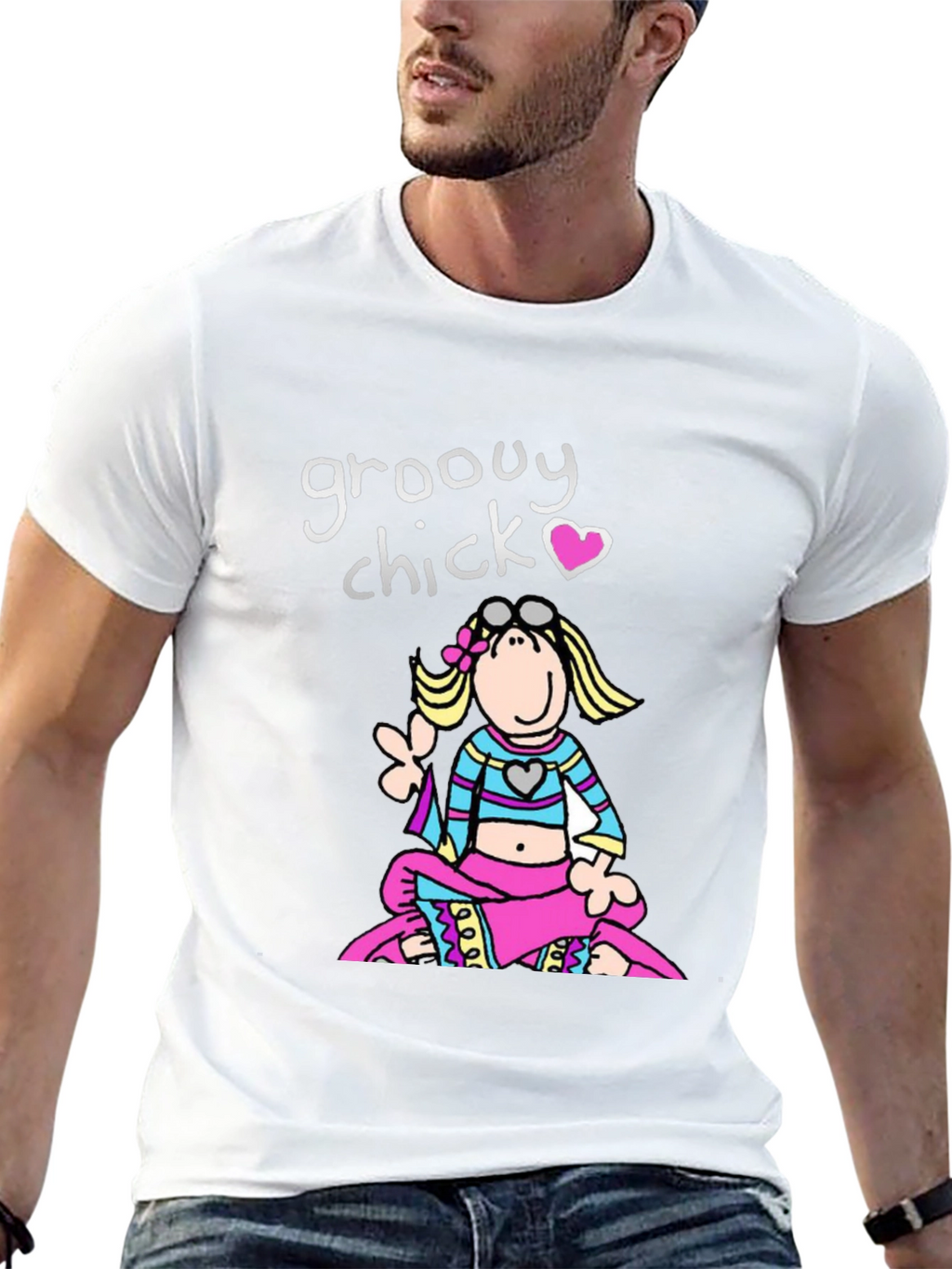 Groovy Chick T-Shirt - Retro Cartoon Peace