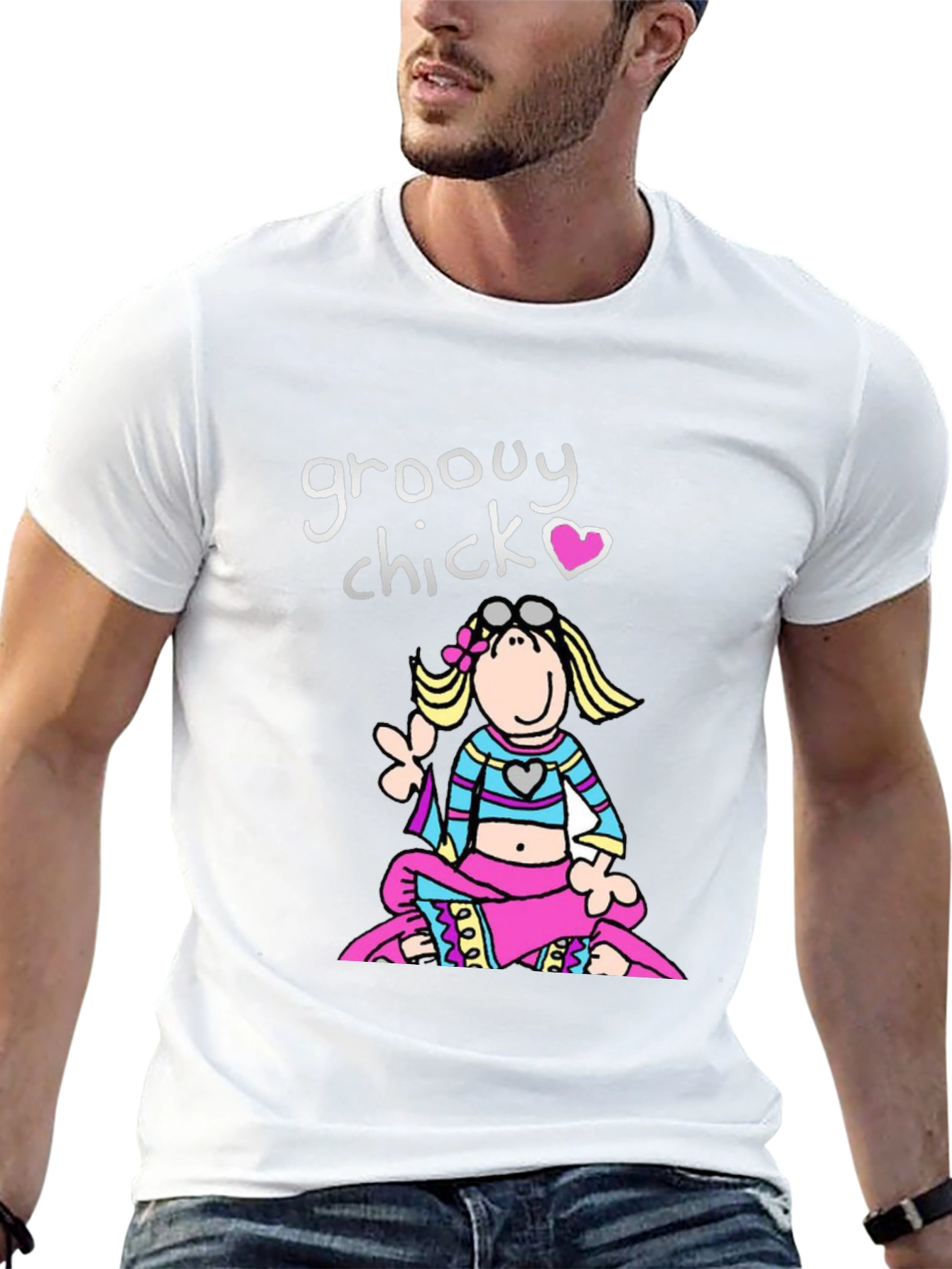 Groovy Chick T-Shirt - Retro Cartoon Peace