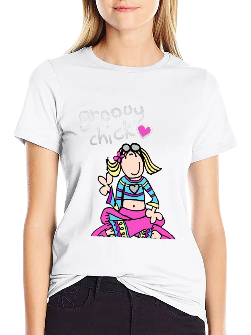 Groovy Chick T-Shirt - Retro Cartoon Peace