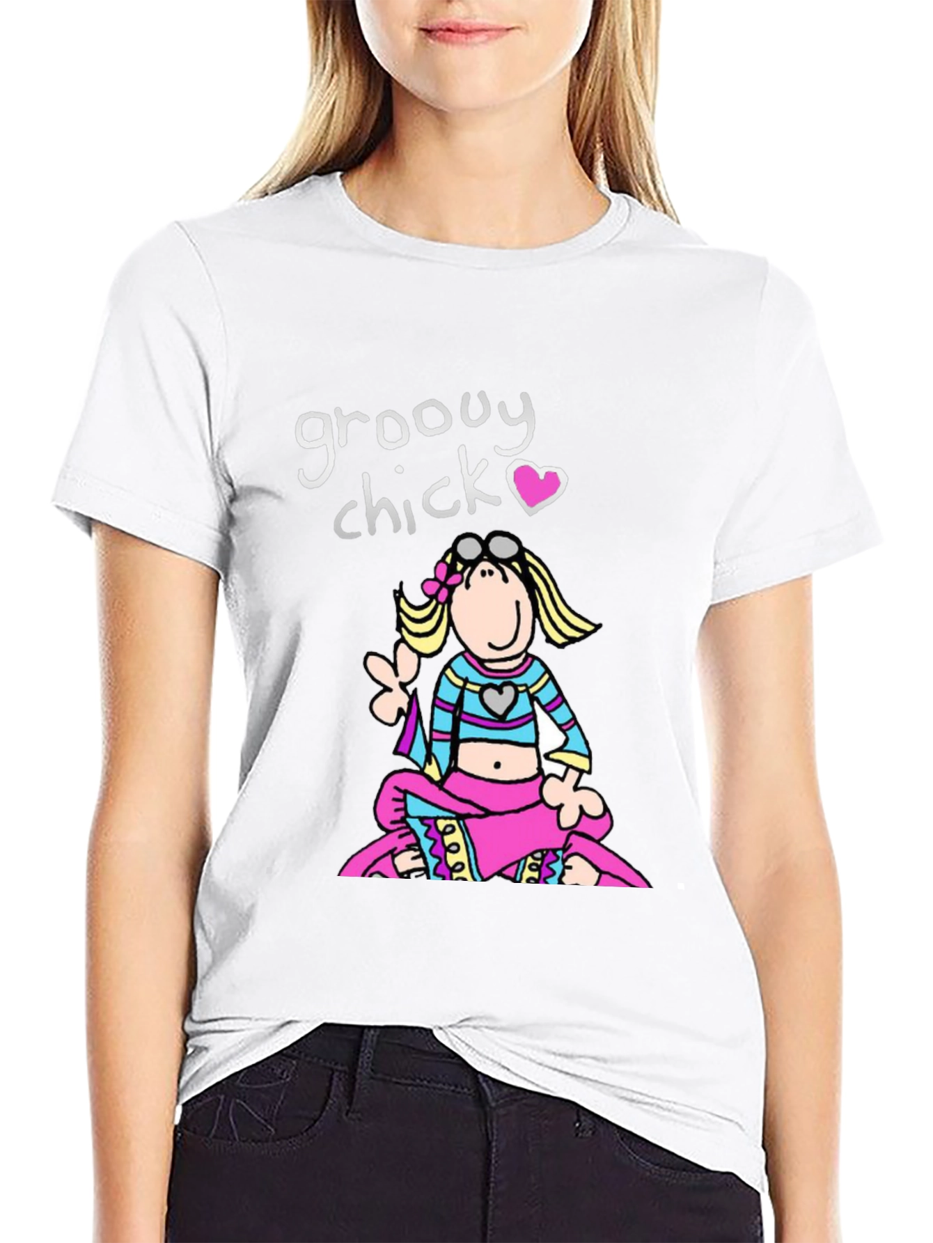 Groovy Chick T-Shirt - Retro Cartoon Peace