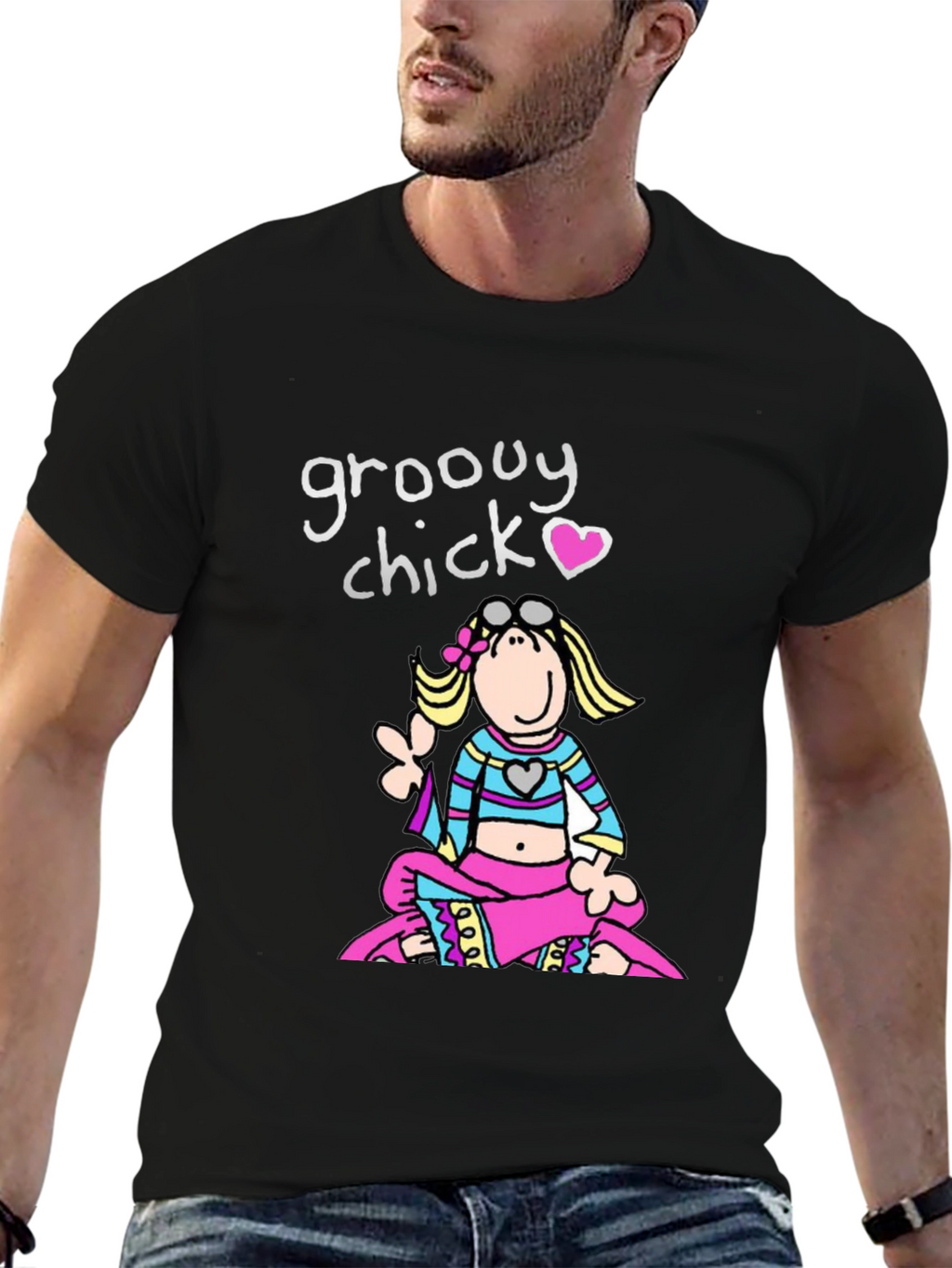 Groovy Chick T-Shirt - Retro Cartoon Peace