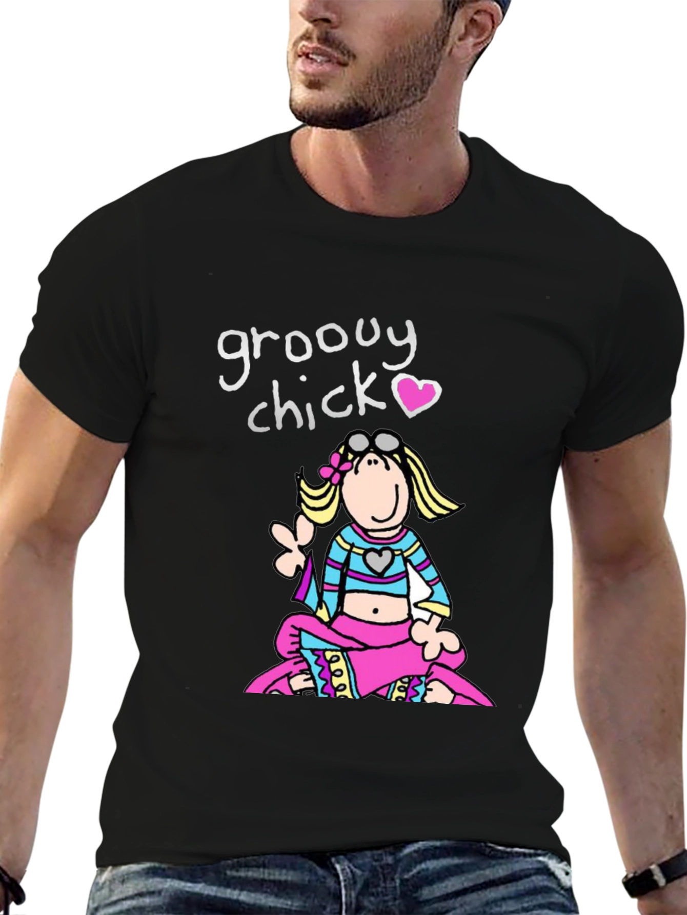 Groovy Chick T-Shirt - Retro Cartoon Peace