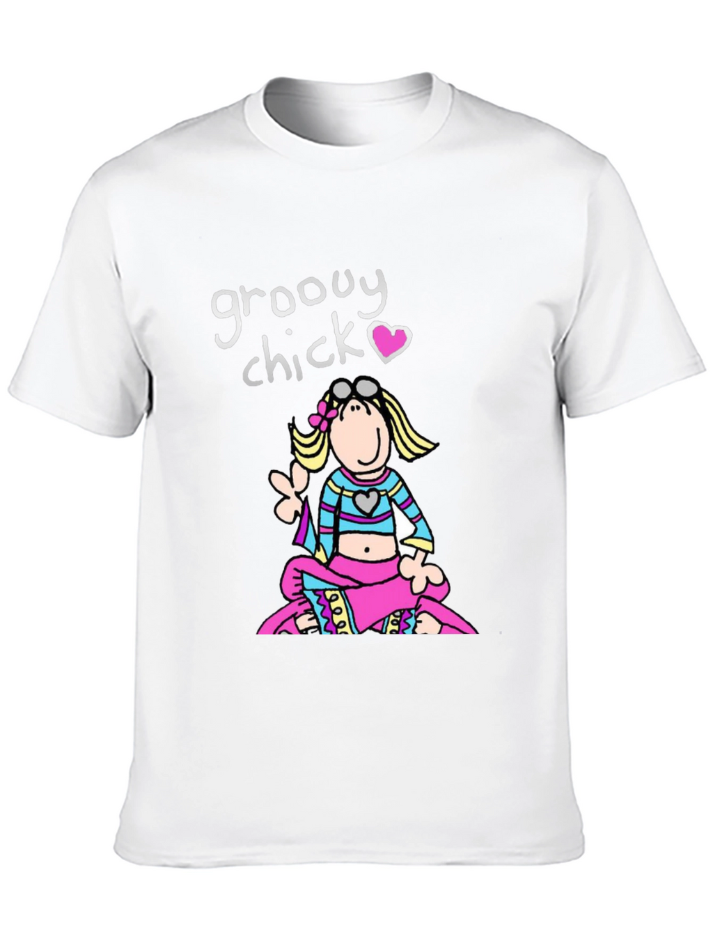 Groovy Chick T-Shirt - Retro Cartoon Peace