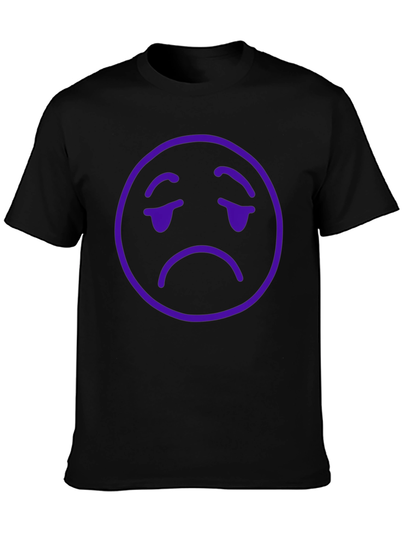 Sad Emoji Graphic T-Shirt - Black