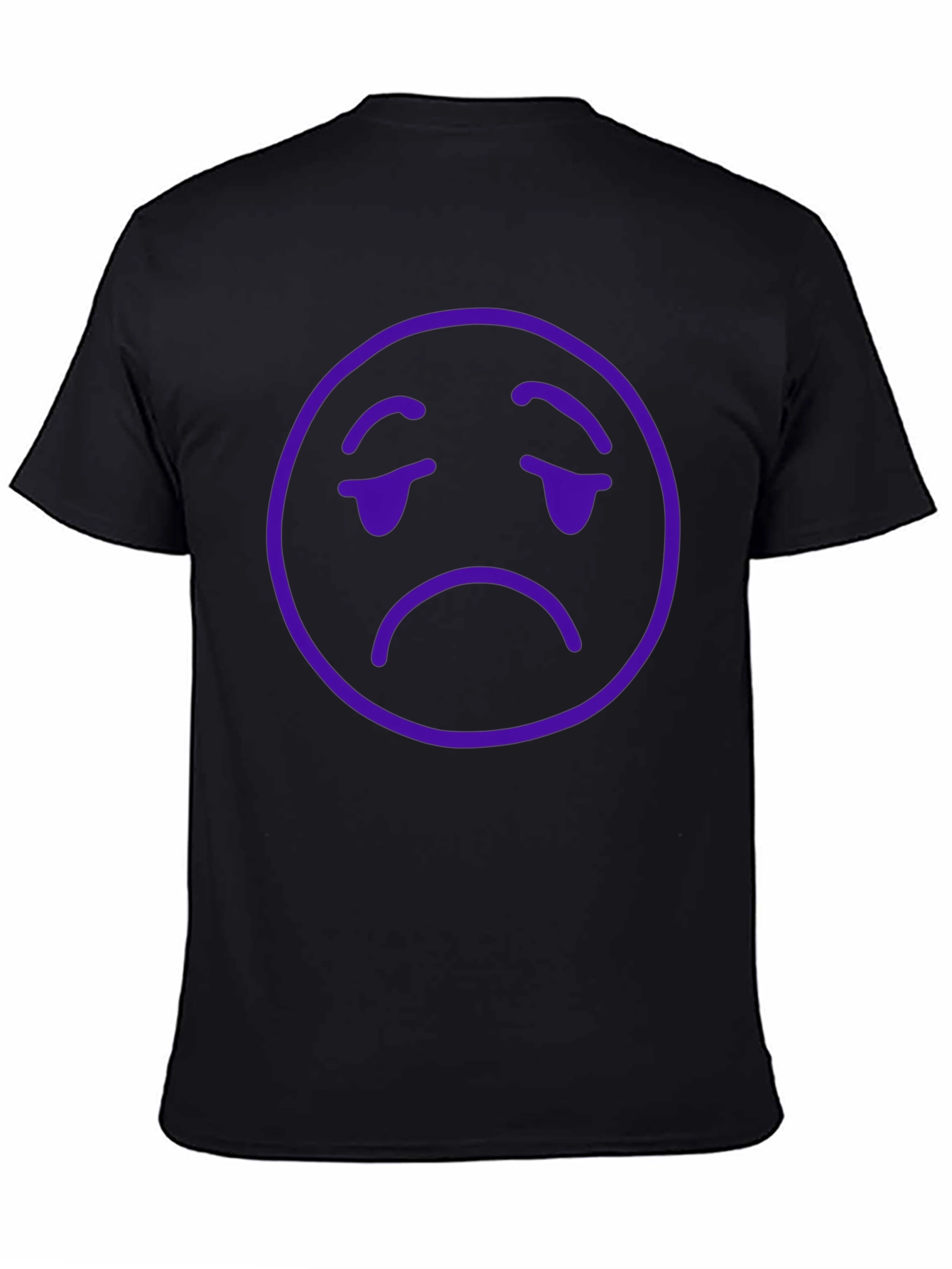 Sad Emoji Graphic T-Shirt - Black