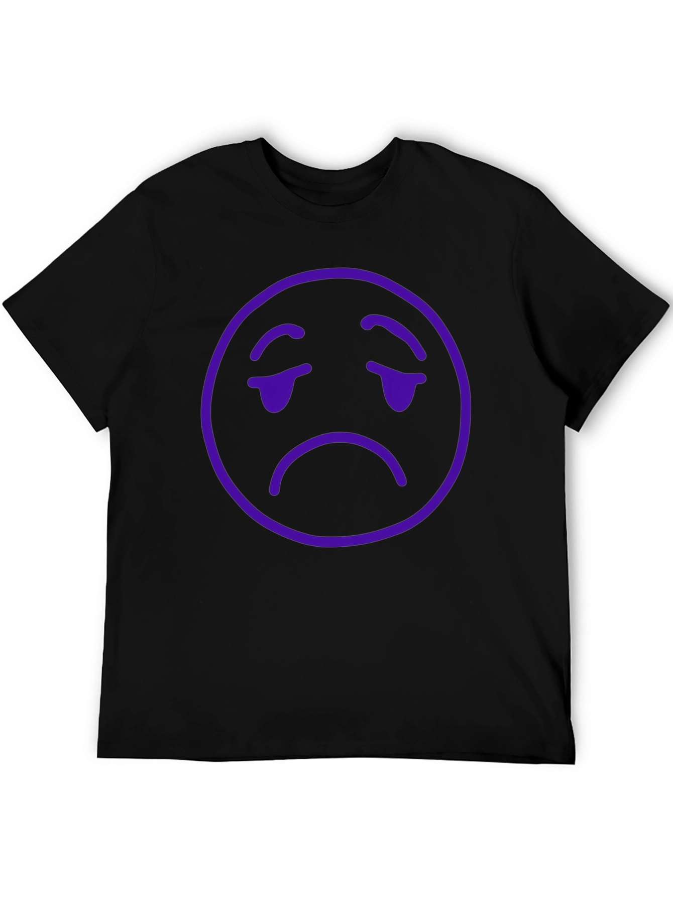 Sad Emoji Graphic T-Shirt - Black