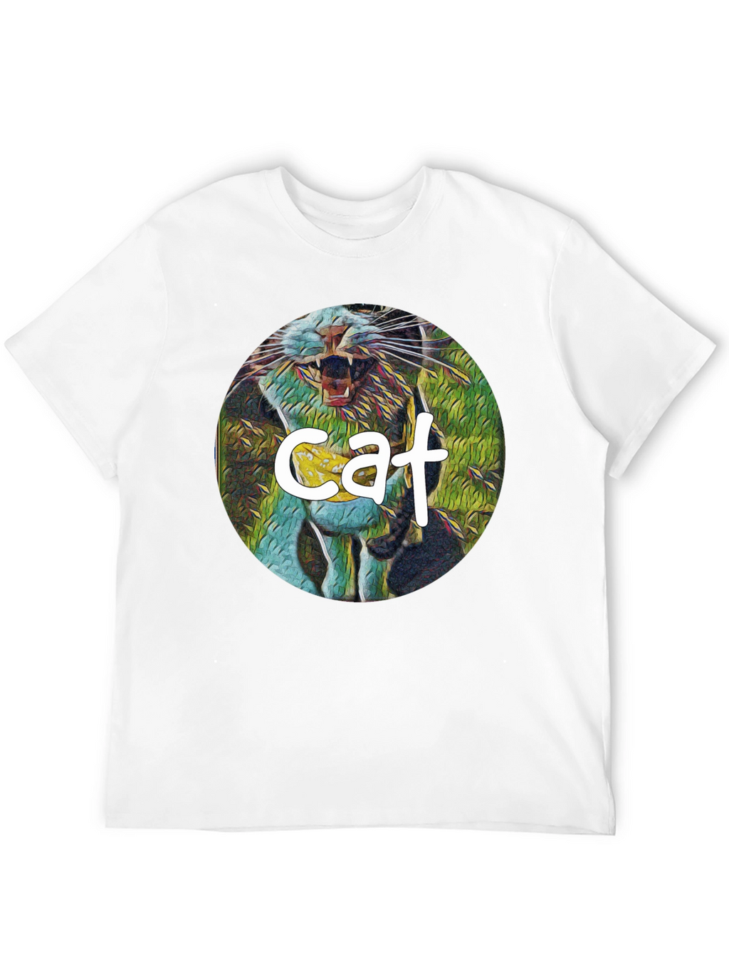Cat Graphic Print Black T-Shirt