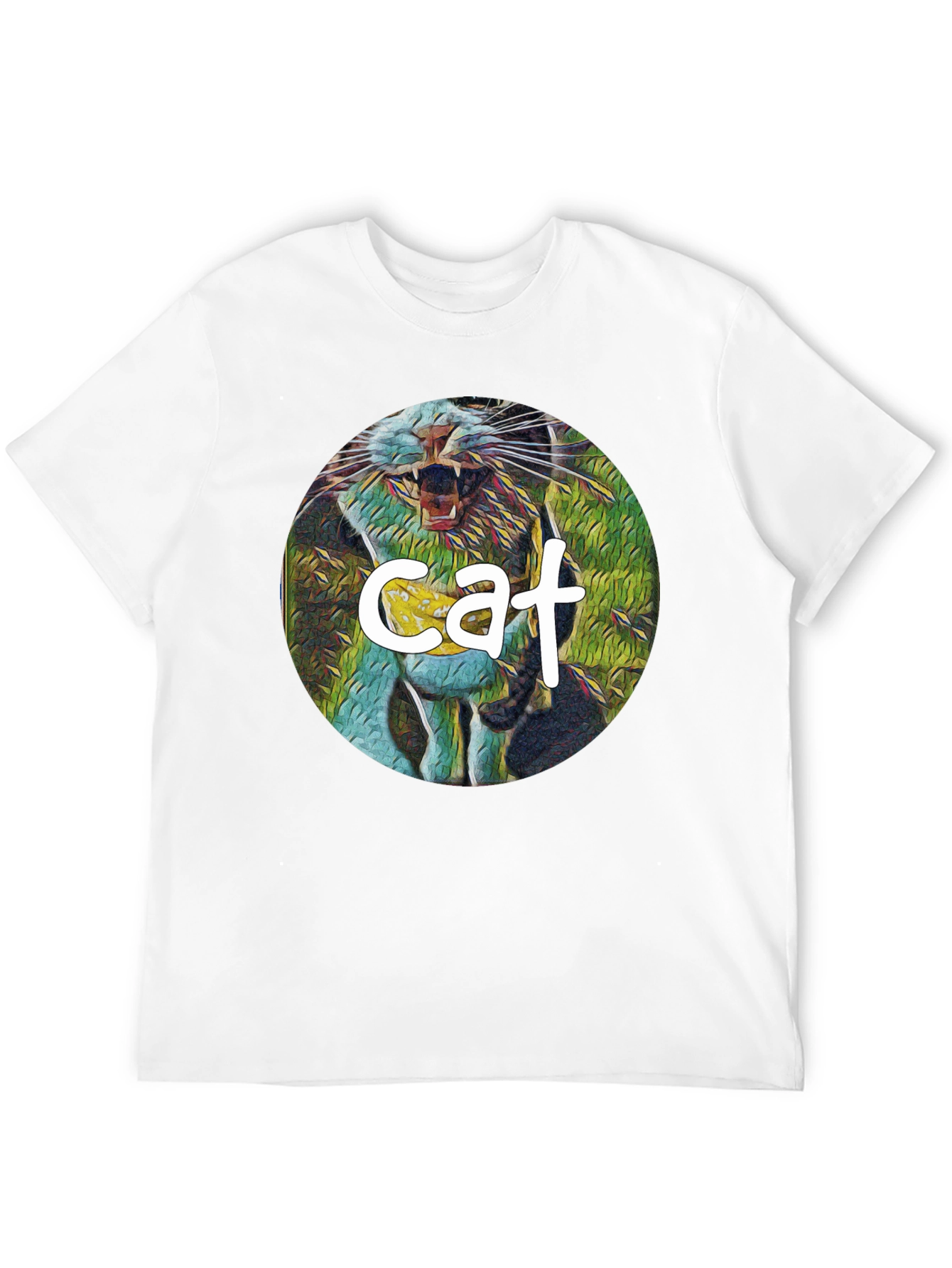 Cat Graphic Print Black T-Shirt