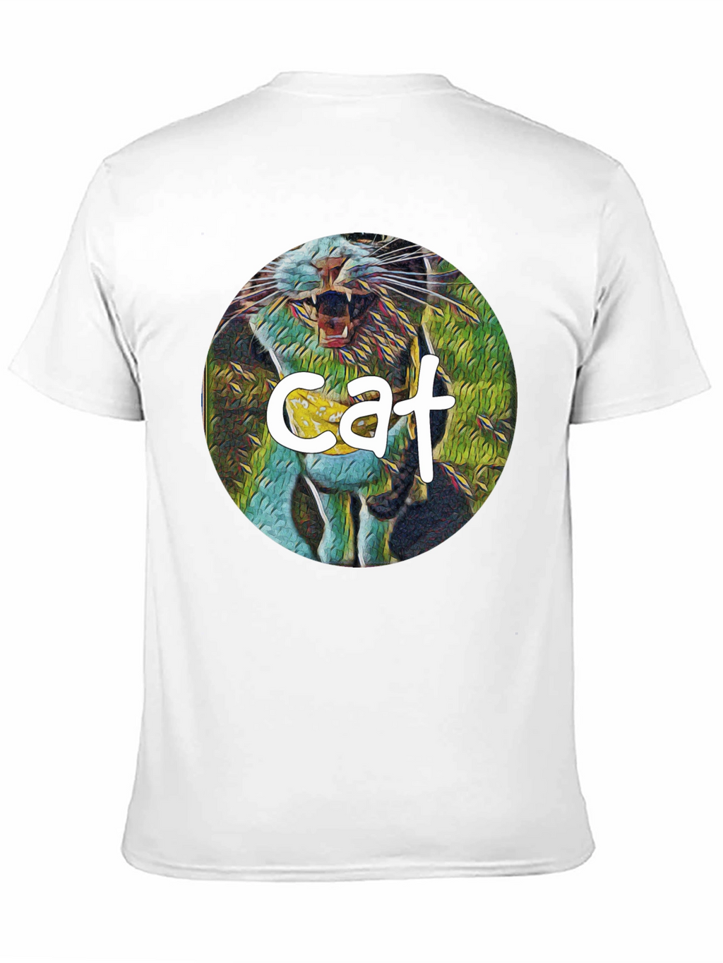 Cat Graphic Print Black T-Shirt