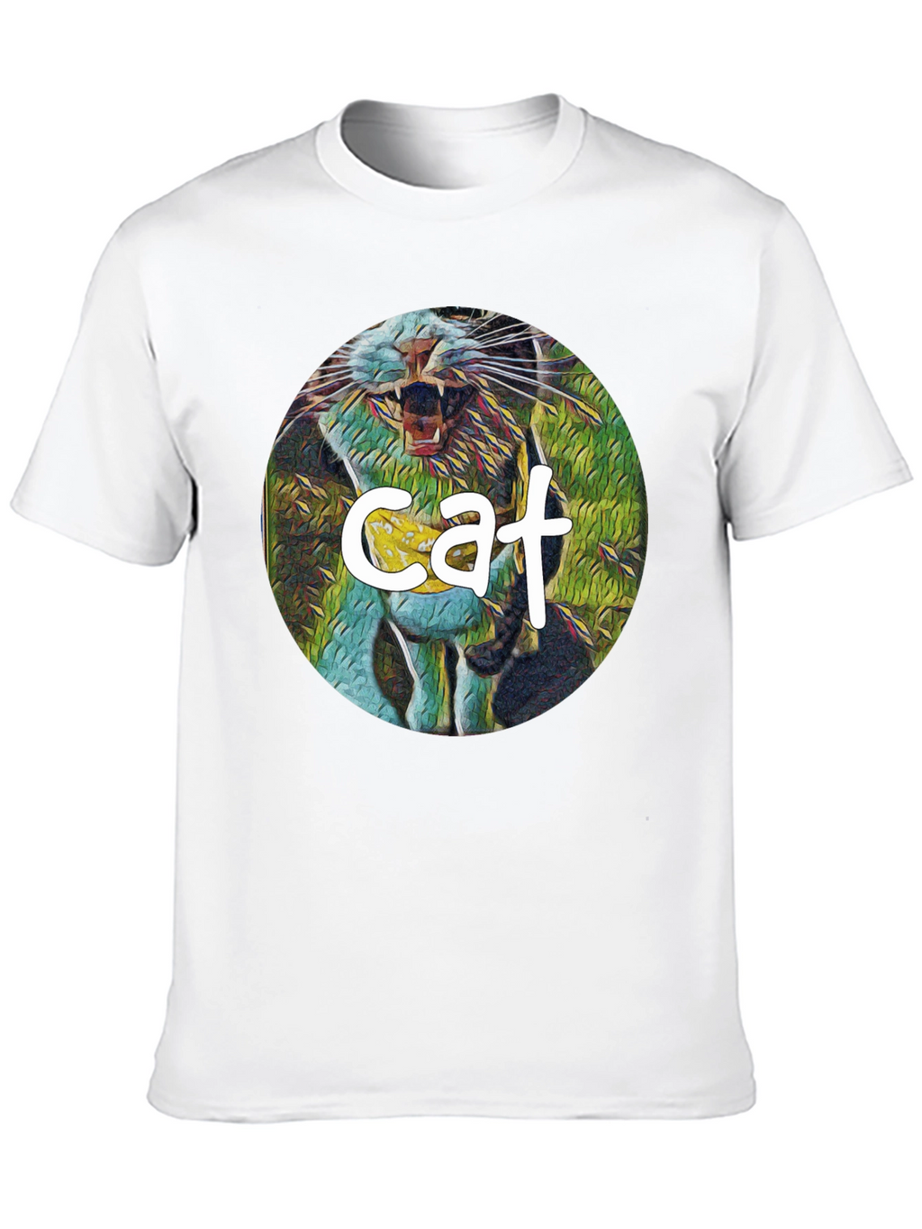 Cat Graphic Print Black T-Shirt