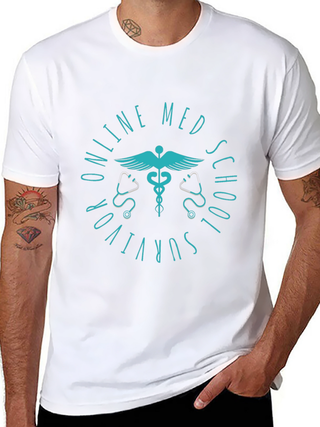 Online Med School Survivor Black Tee